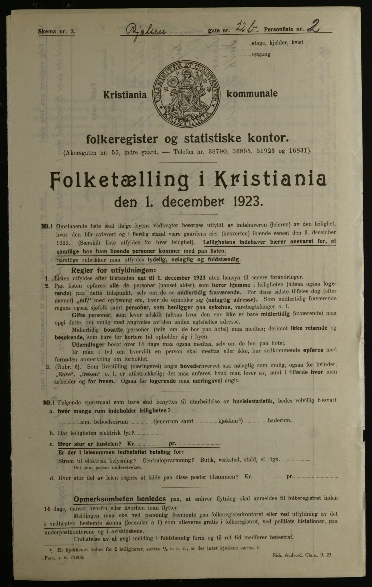 OBA, Municipal Census 1923 for Kristiania, 1923, p. 7618