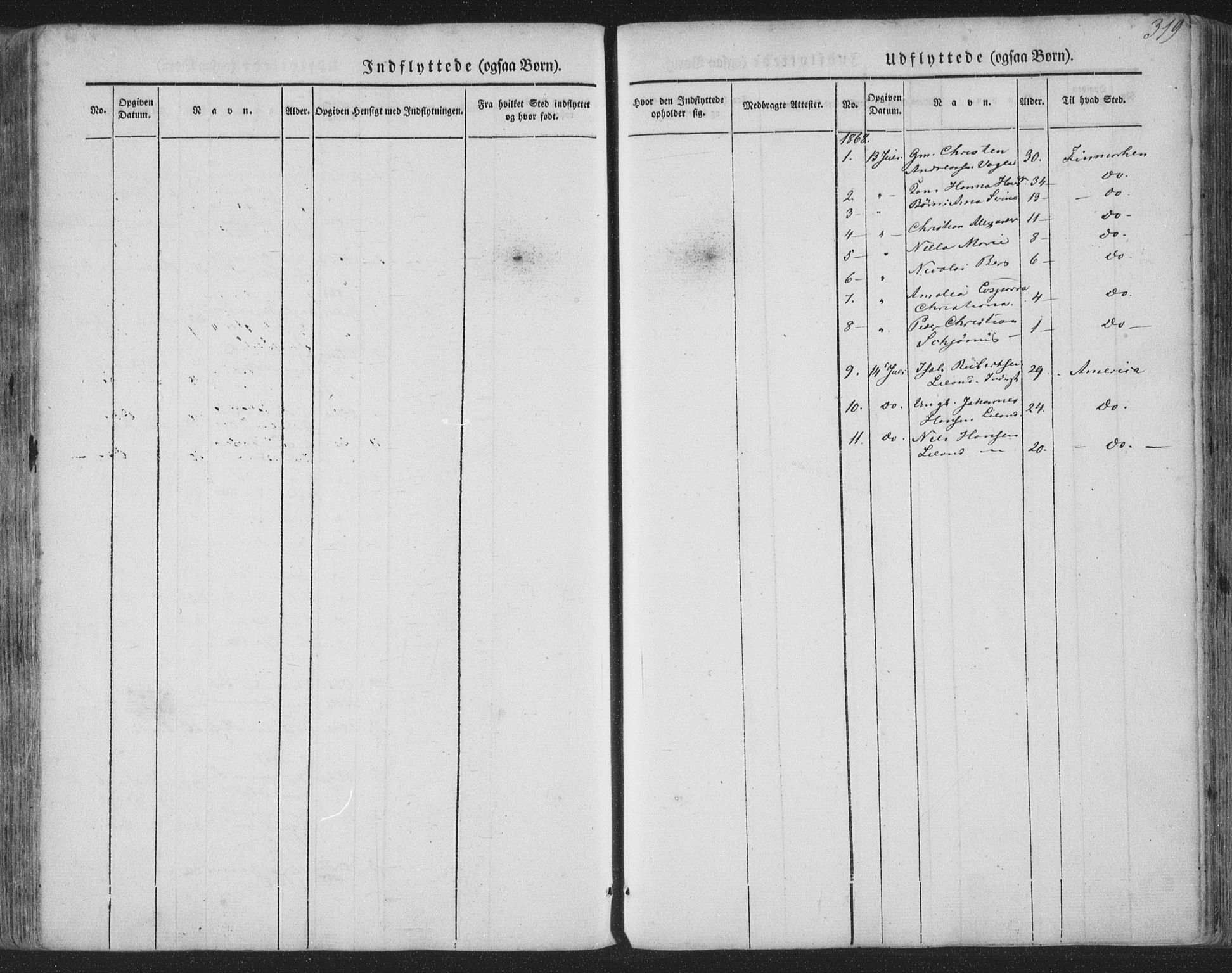 Ministerialprotokoller, klokkerbøker og fødselsregistre - Nordland, AV/SAT-A-1459/880/L1131: Parish register (official) no. 880A05, 1844-1868, p. 319