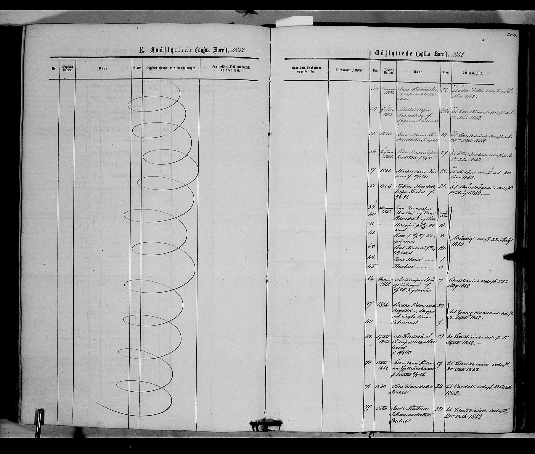 Vestre Toten prestekontor, SAH/PREST-108/H/Ha/Haa/L0007: Parish register (official) no. 7, 1862-1869, p. 300