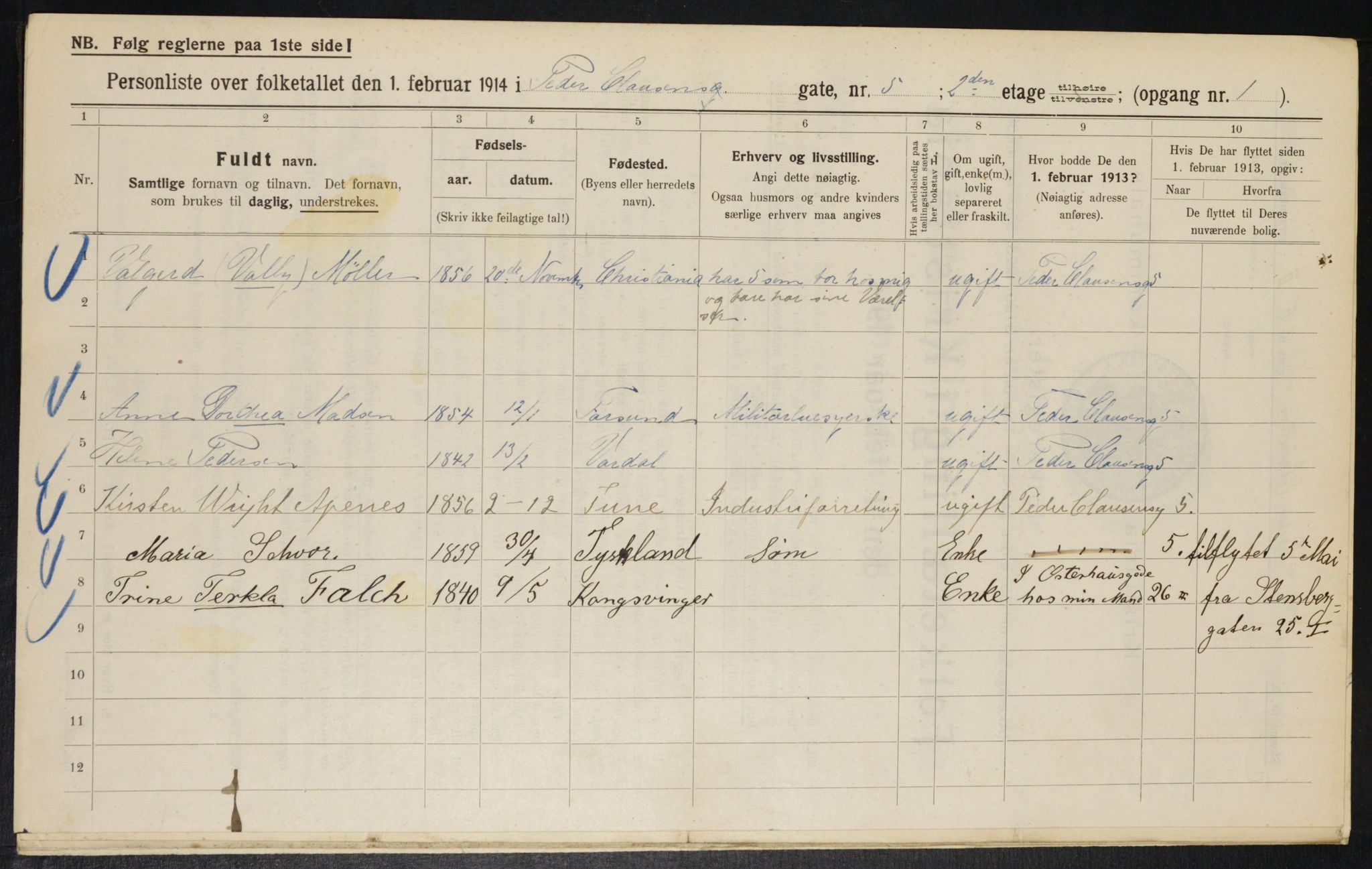 OBA, Municipal Census 1914 for Kristiania, 1914, p. 78839
