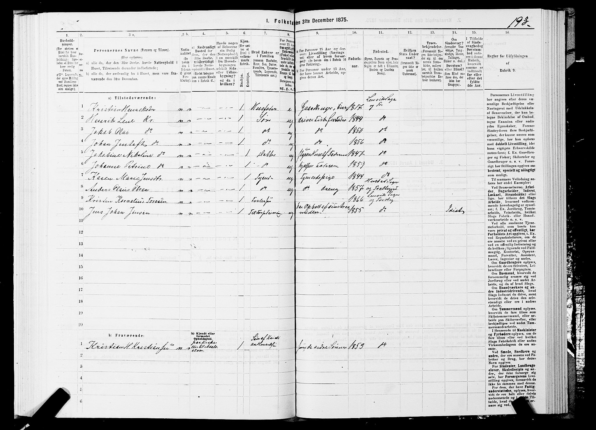 SATØ, 1875 census for 1931P Lenvik, 1875, p. 2193