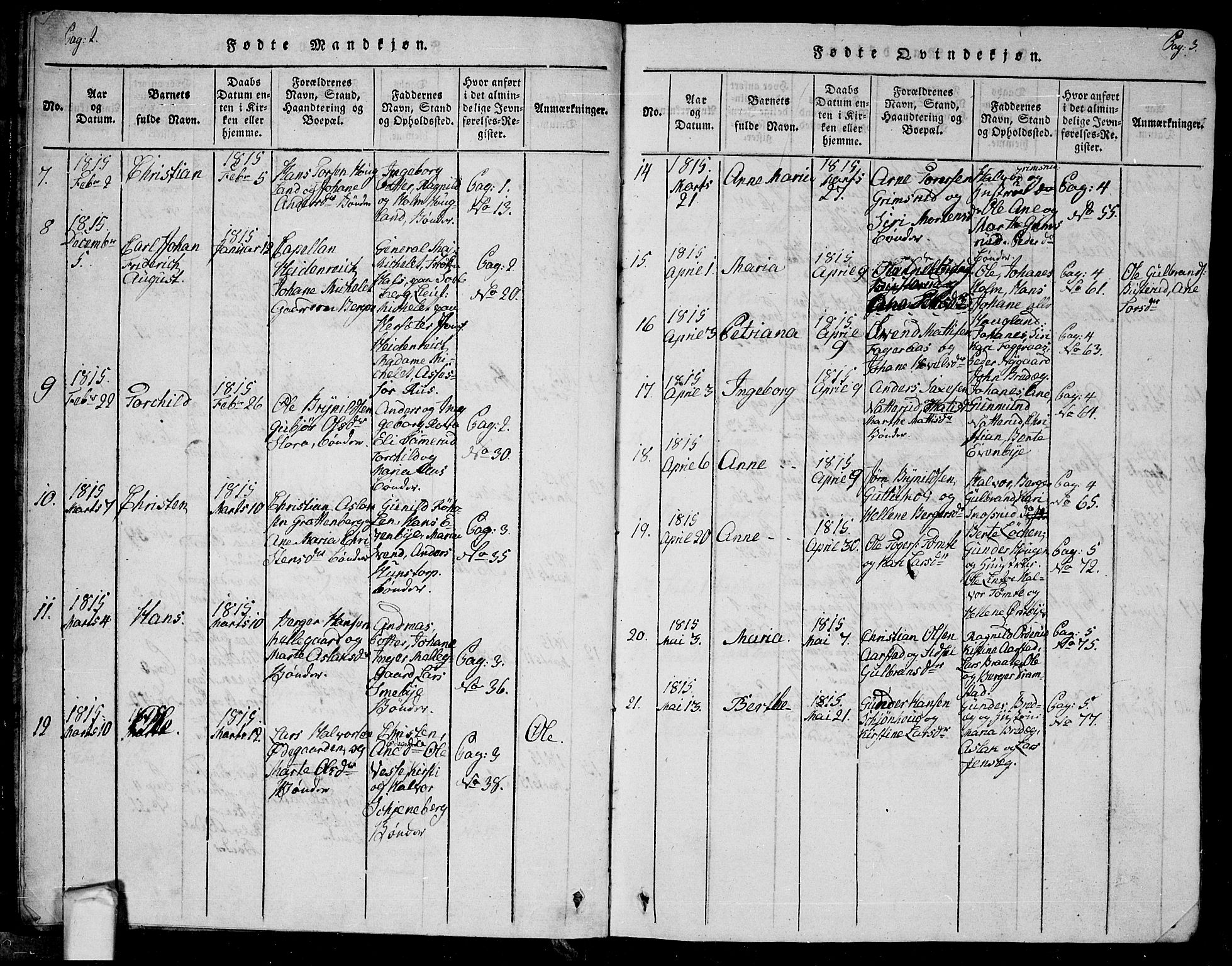 Trøgstad prestekontor Kirkebøker, AV/SAO-A-10925/G/Ga/L0001: Parish register (copy) no. I 1, 1815-1831, p. 2b-3a