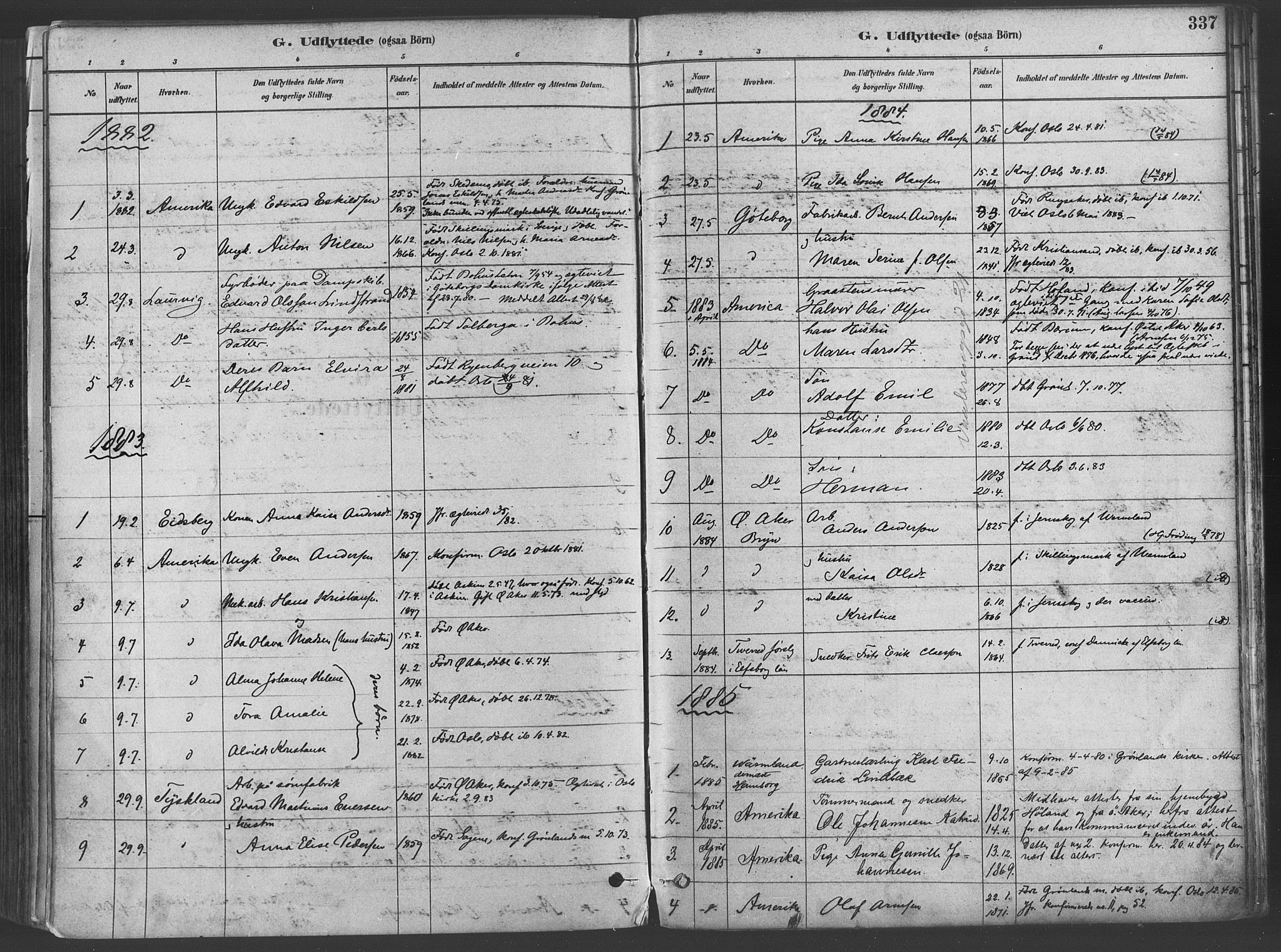 Gamlebyen prestekontor Kirkebøker, SAO/A-10884/F/Fa/L0006: Parish register (official) no. 6, 1881-1890, p. 337
