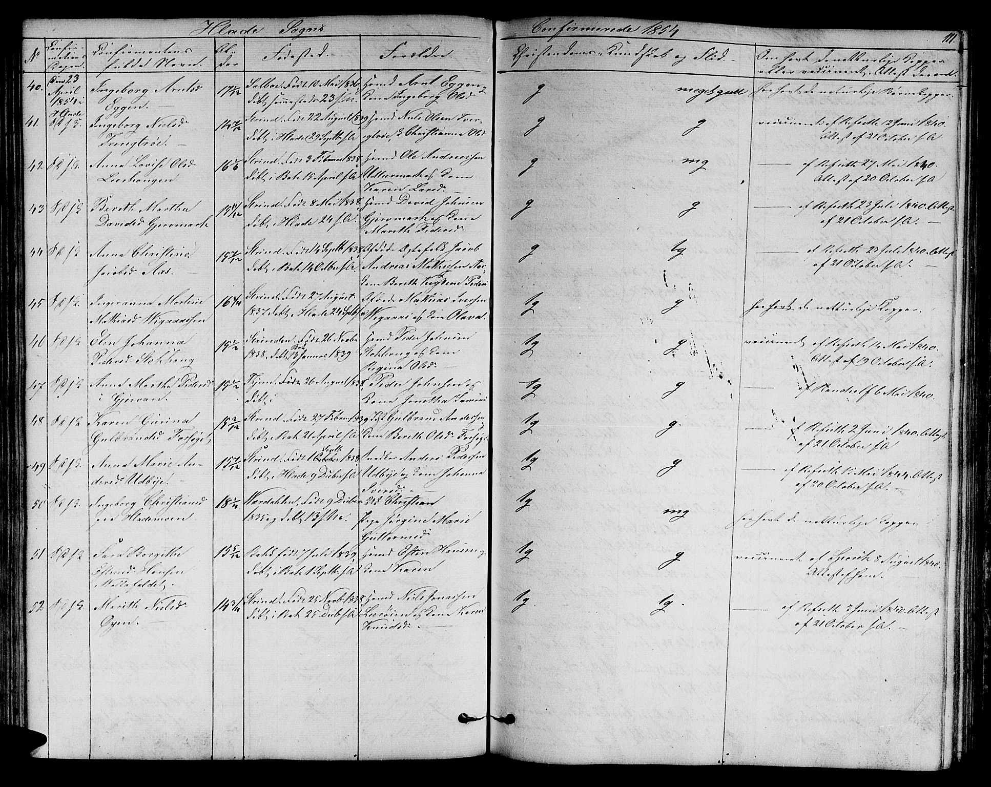 Ministerialprotokoller, klokkerbøker og fødselsregistre - Sør-Trøndelag, AV/SAT-A-1456/606/L0310: Parish register (copy) no. 606C06, 1850-1859, p. 111