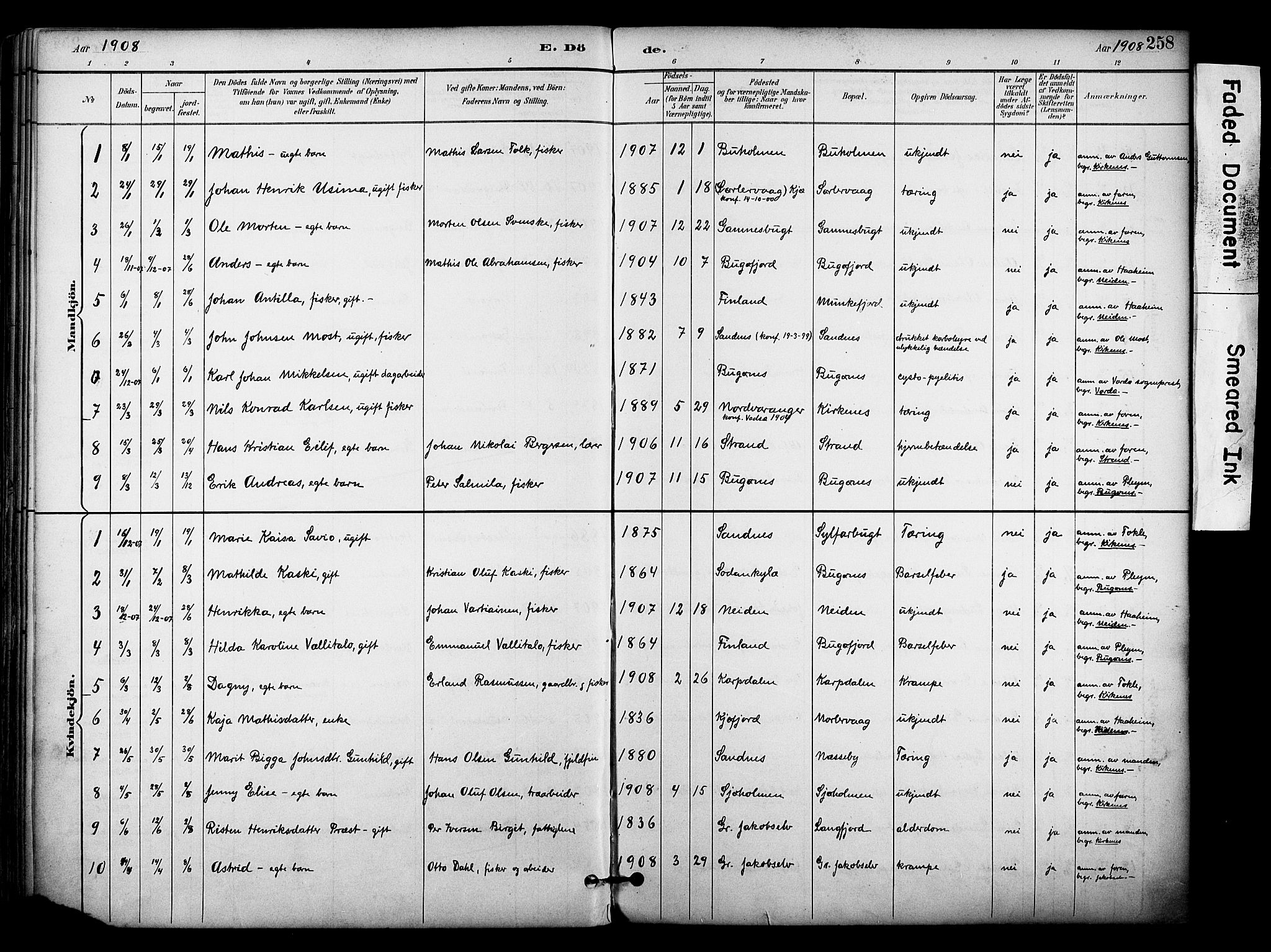 Sør-Varanger sokneprestkontor, AV/SATØ-S-1331/H/Ha/L0004kirke: Parish register (official) no. 4, 1891-1908, p. 258