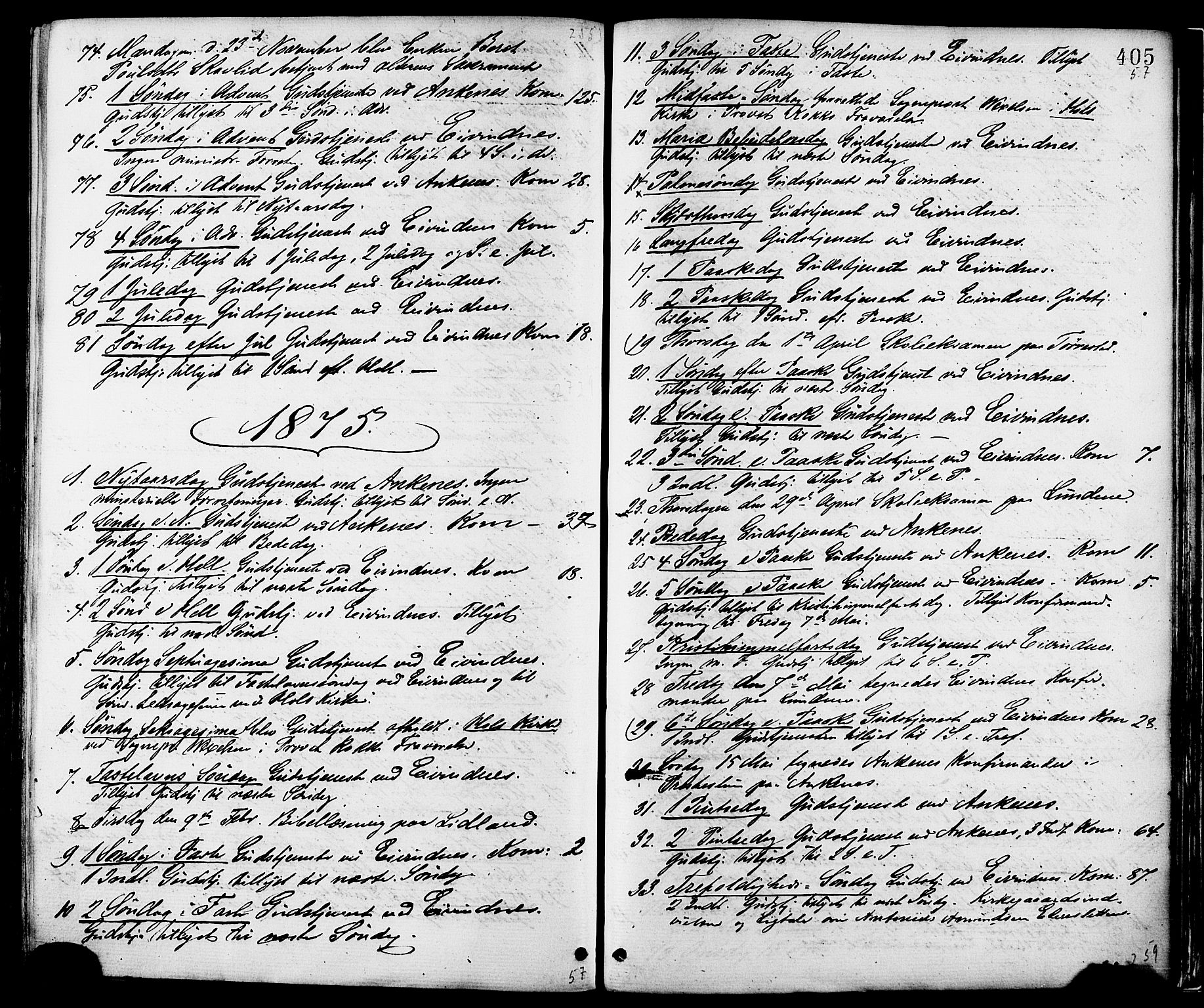 Ministerialprotokoller, klokkerbøker og fødselsregistre - Nordland, SAT/A-1459/863/L0897: Parish register (official) no. 863A09, 1872-1886, p. 405