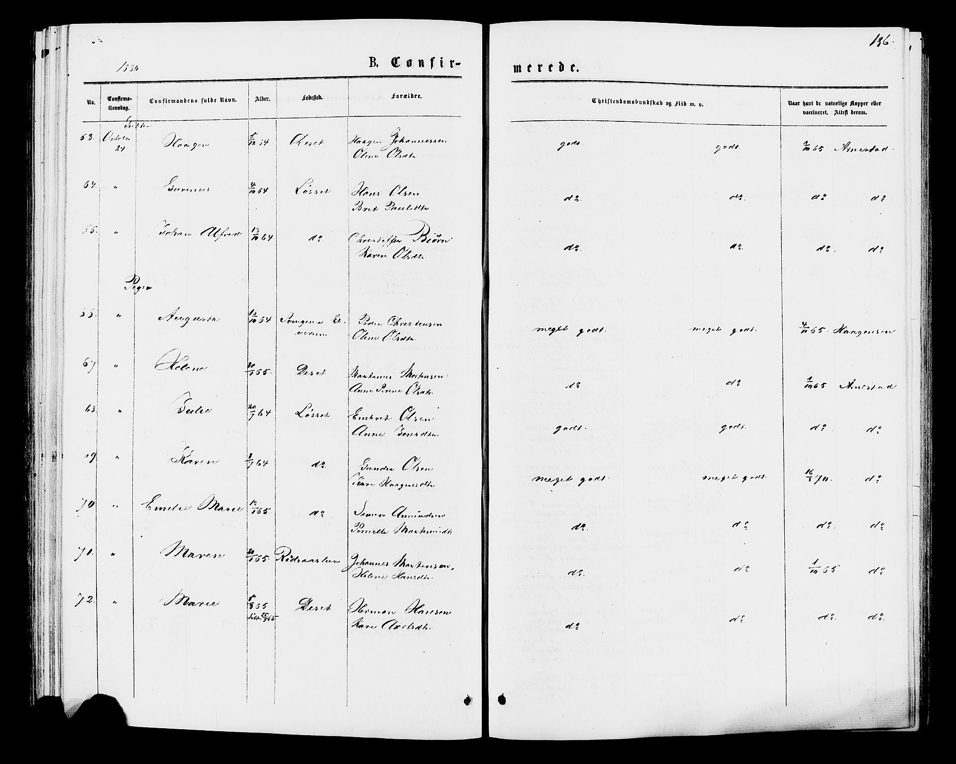 Åmot prestekontor, Hedmark, AV/SAH-PREST-056/H/Ha/Haa/L0009: Parish register (official) no. 9, 1875-1883, p. 136