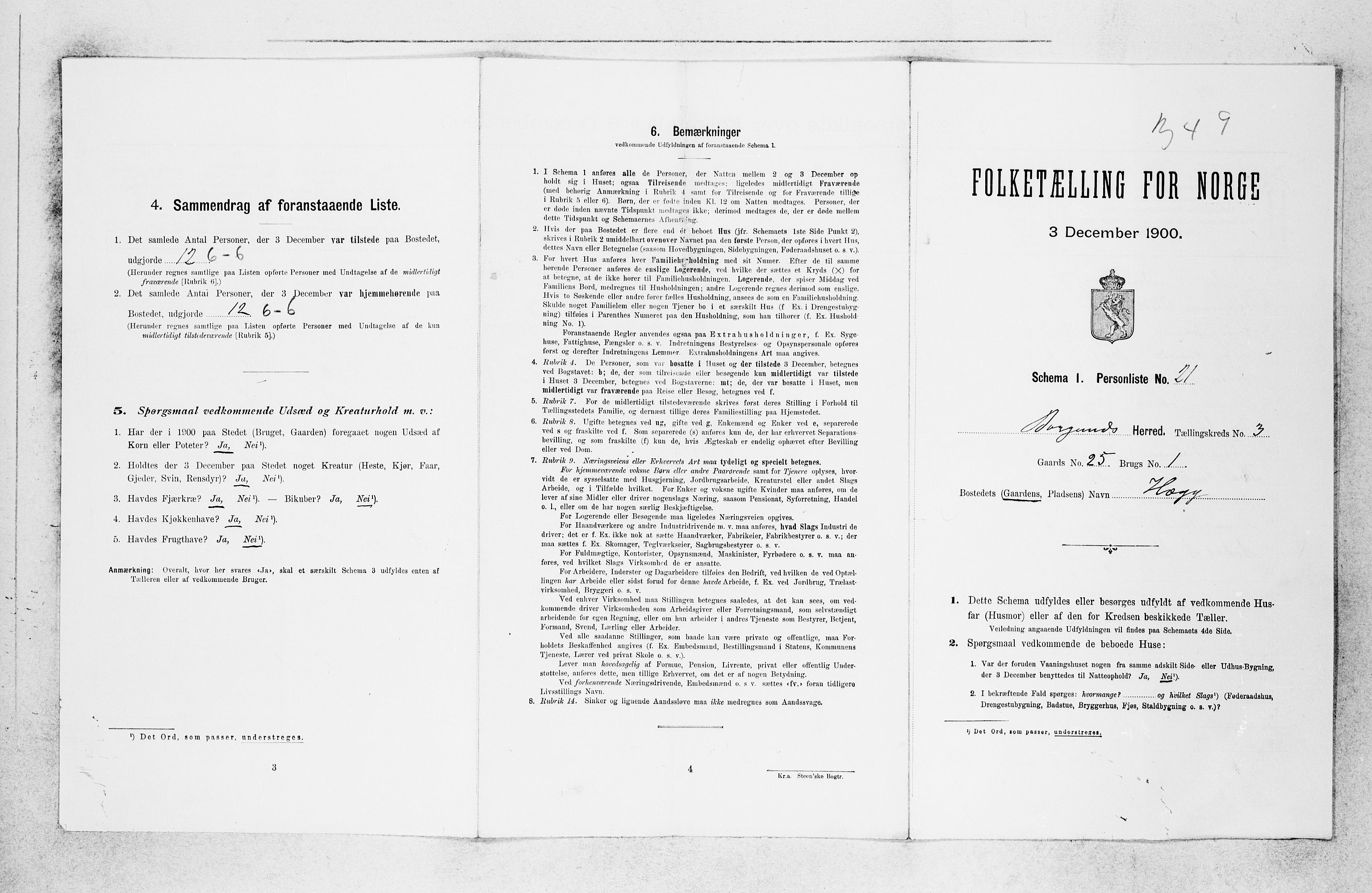 SAB, 1900 census for Borgund, 1900, p. 182