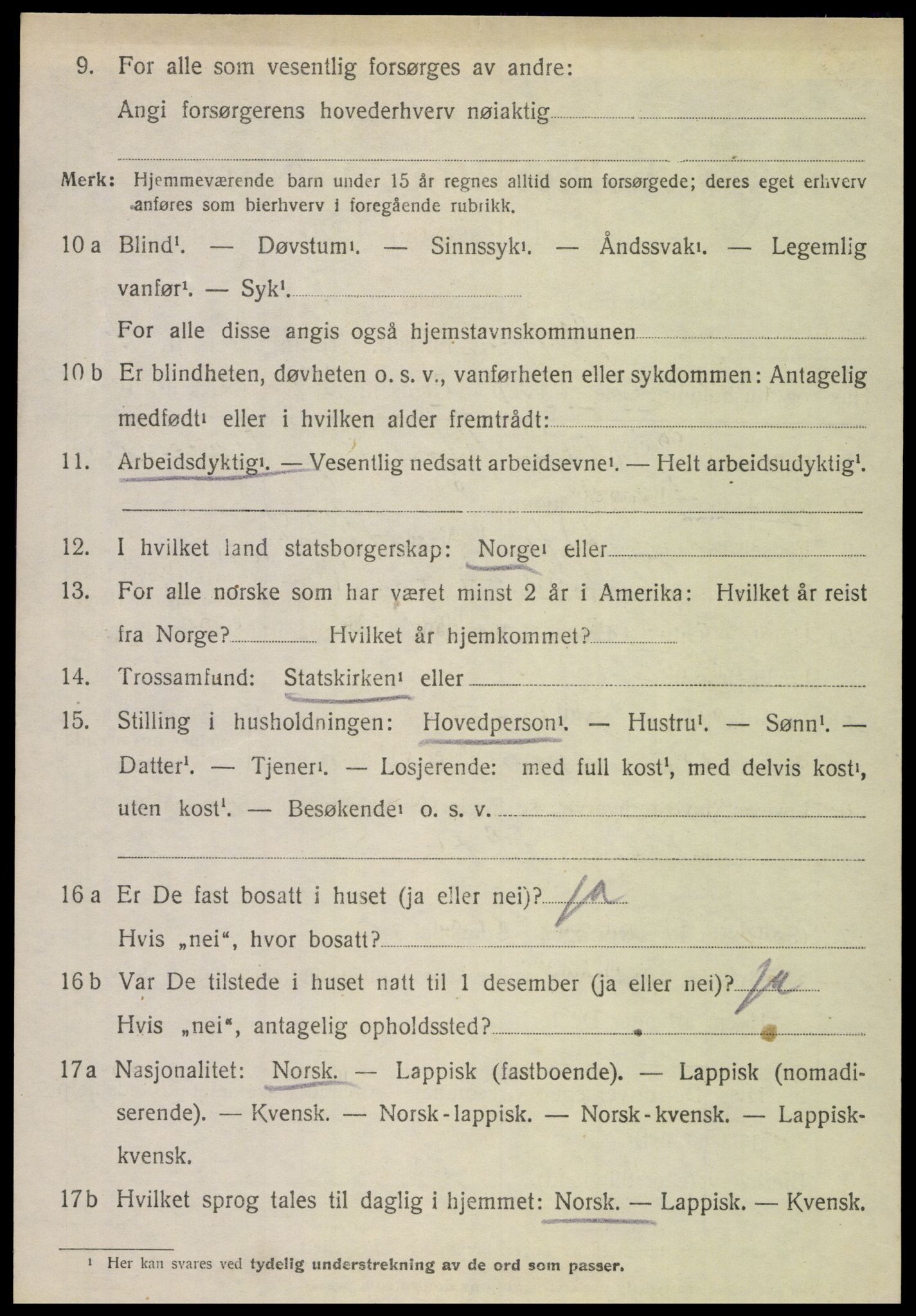 SAT, 1920 census for Steigen, 1920, p. 1947