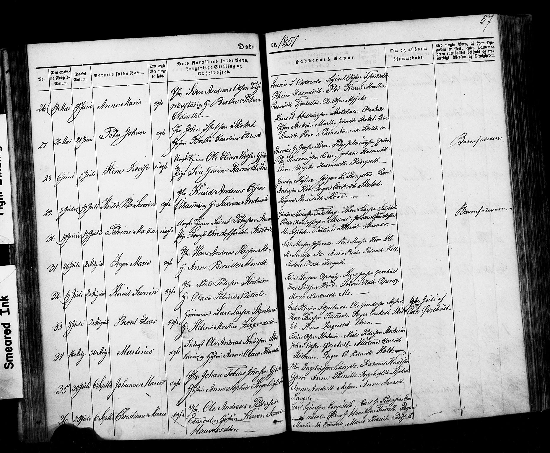 Ministerialprotokoller, klokkerbøker og fødselsregistre - Møre og Romsdal, AV/SAT-A-1454/520/L0275: Parish register (official) no. 520A05, 1844-1881, p. 57