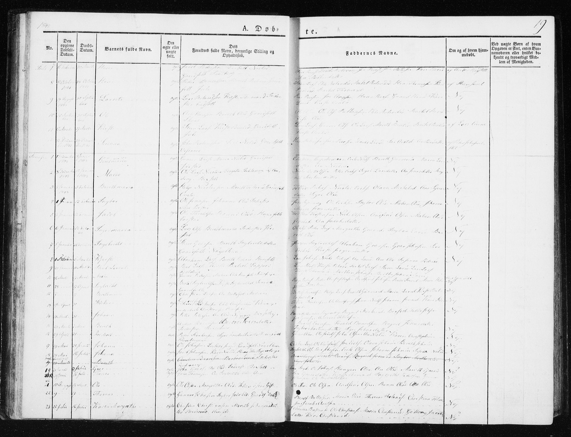 Ministerialprotokoller, klokkerbøker og fødselsregistre - Nord-Trøndelag, SAT/A-1458/749/L0470: Parish register (official) no. 749A04, 1834-1853, p. 19