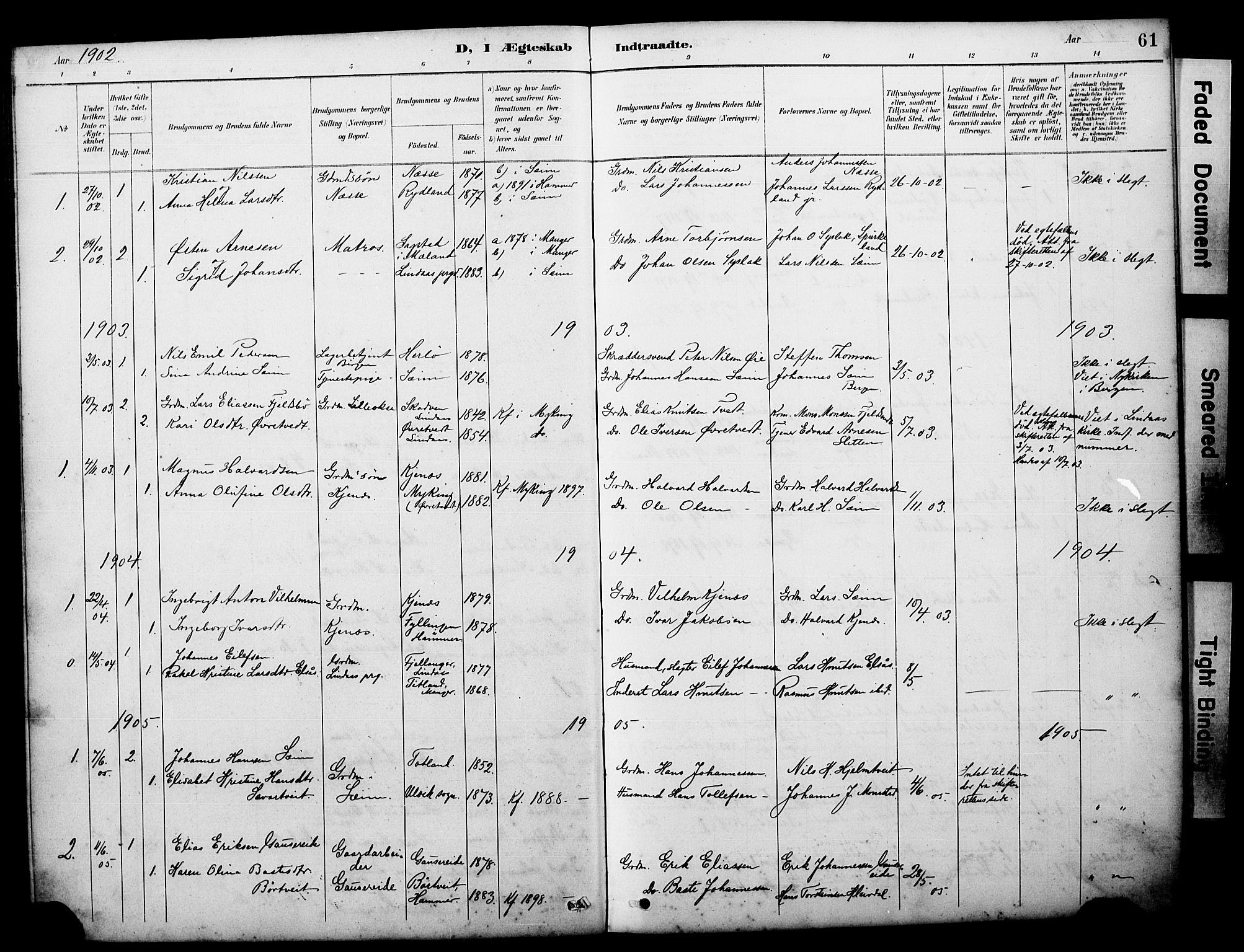 Alversund Sokneprestembete, SAB/A-73901/H/Ha/Hab: Parish register (copy) no. D 3, 1890-1908, p. 61