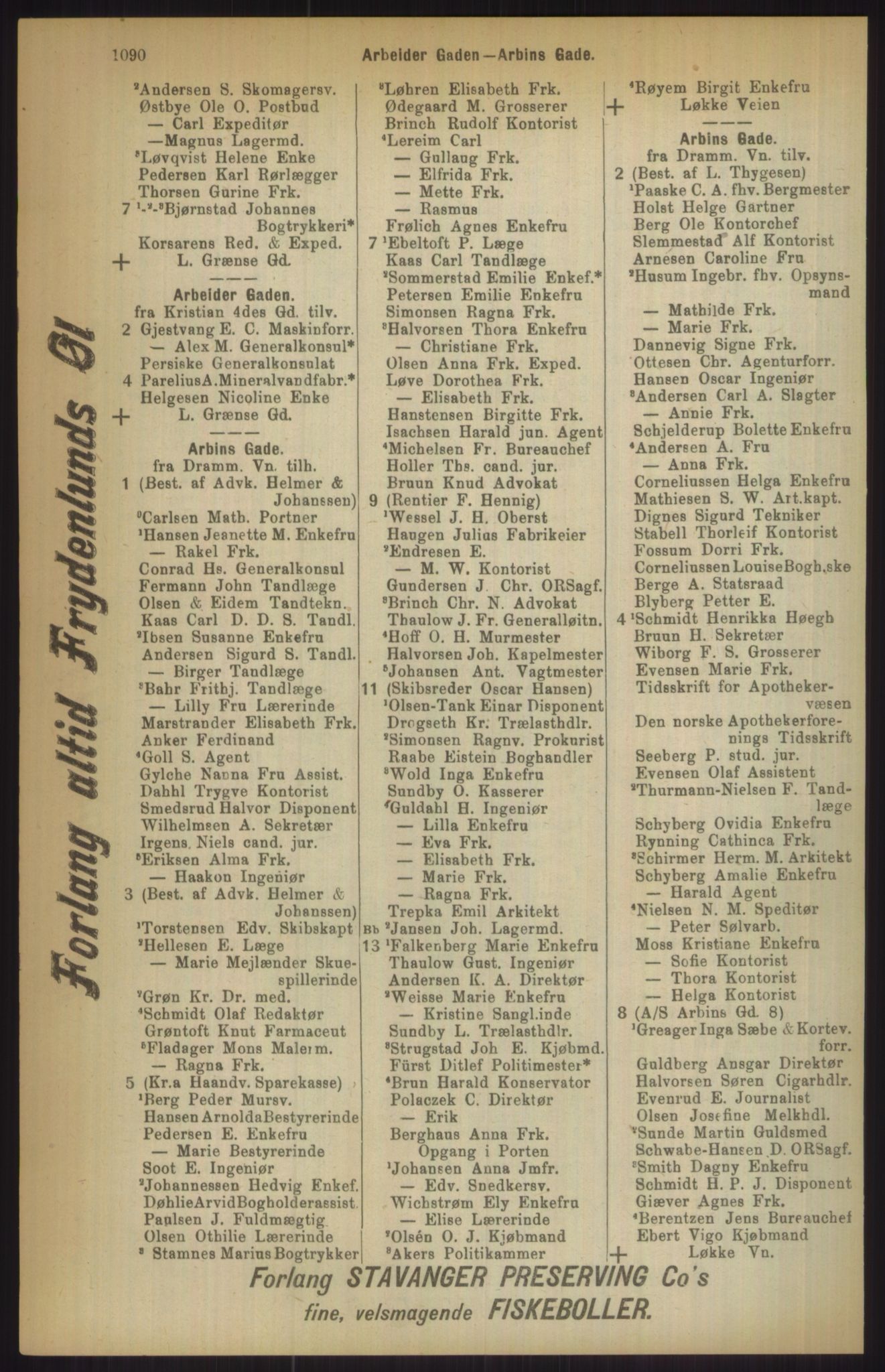 Kristiania/Oslo adressebok, PUBL/-, 1911, p. 1090