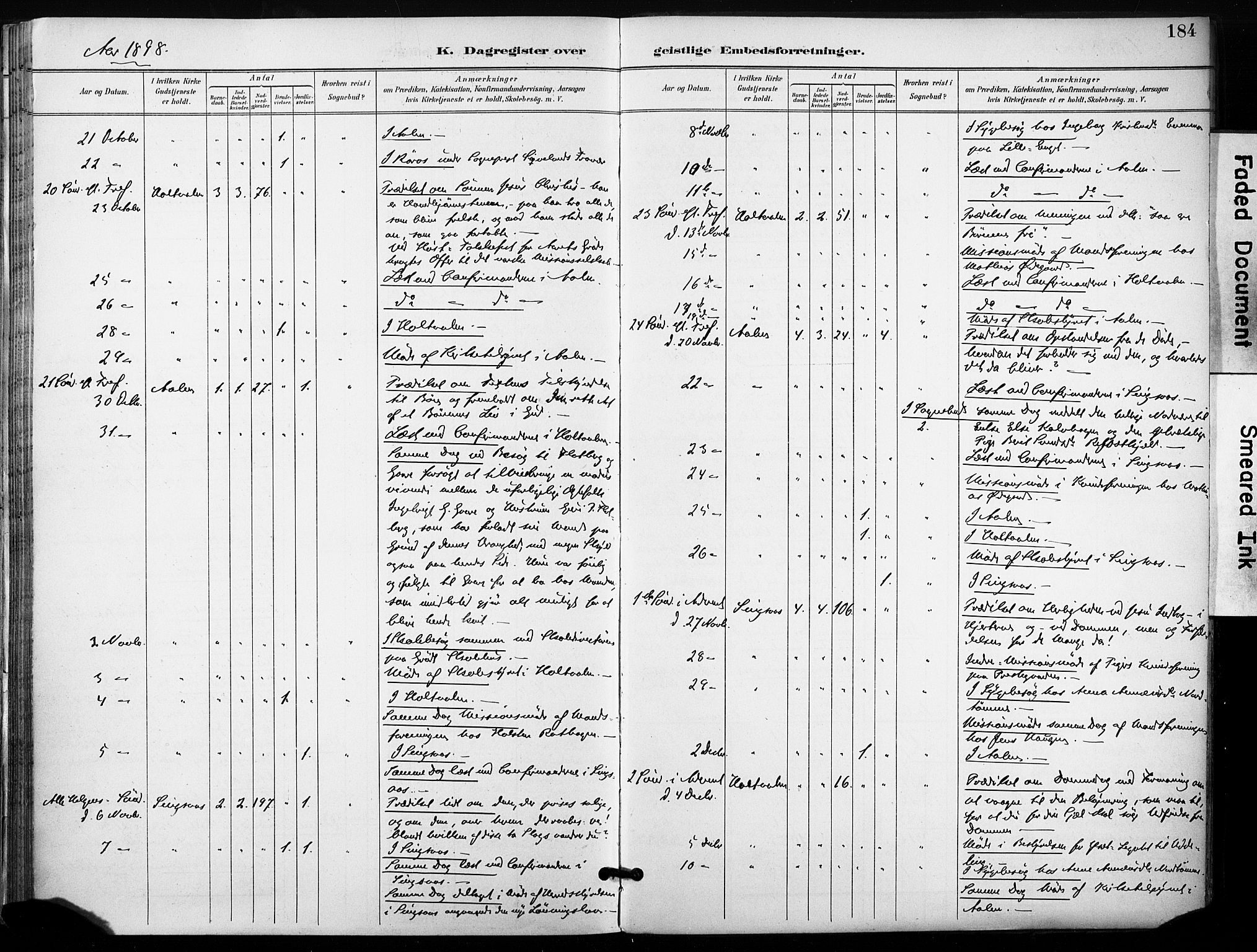 Ministerialprotokoller, klokkerbøker og fødselsregistre - Sør-Trøndelag, SAT/A-1456/685/L0973: Parish register (official) no. 685A10, 1891-1907, p. 184
