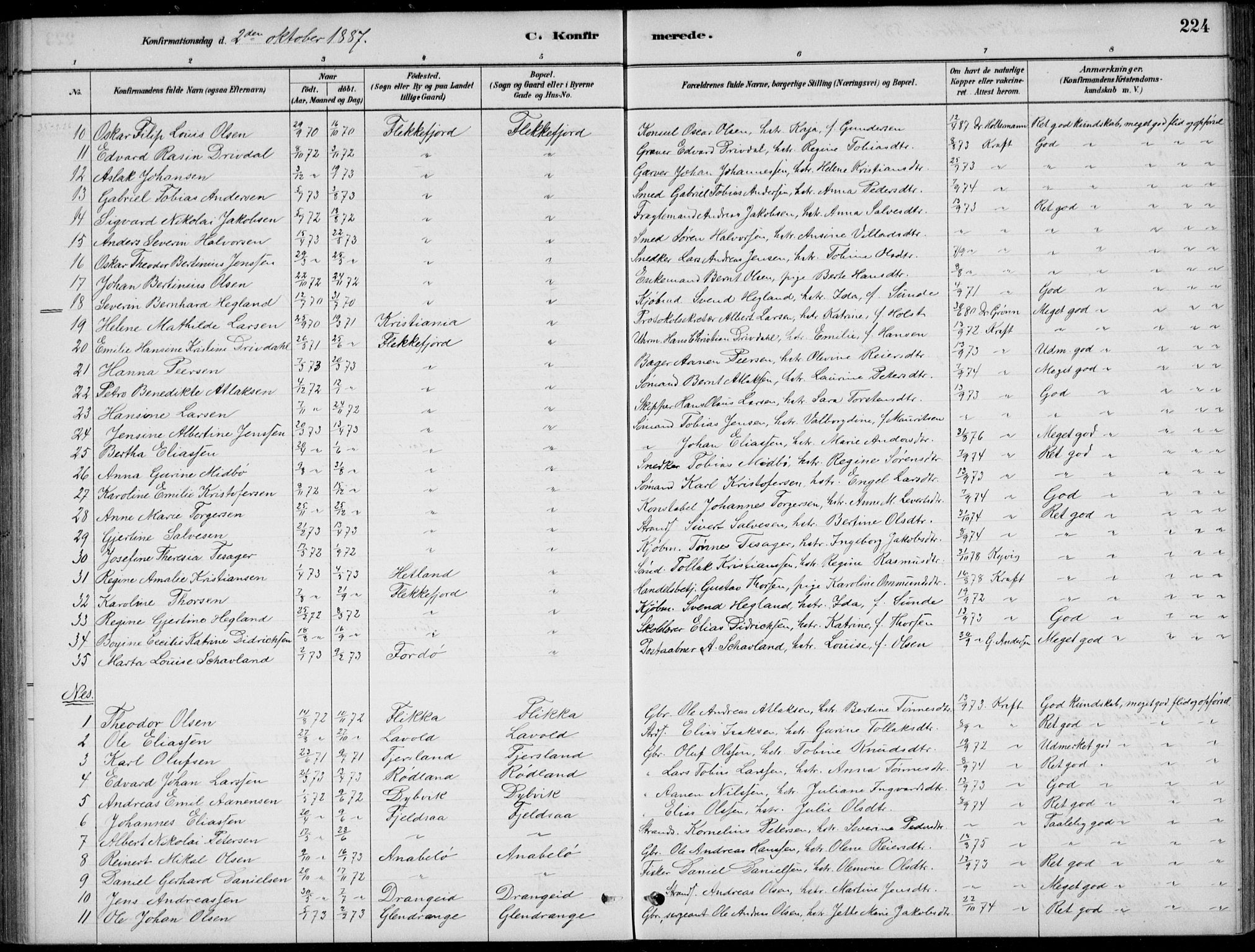 Flekkefjord sokneprestkontor, SAK/1111-0012/F/Fb/Fbc/L0007: Parish register (copy) no. B 7, 1880-1902, p. 224