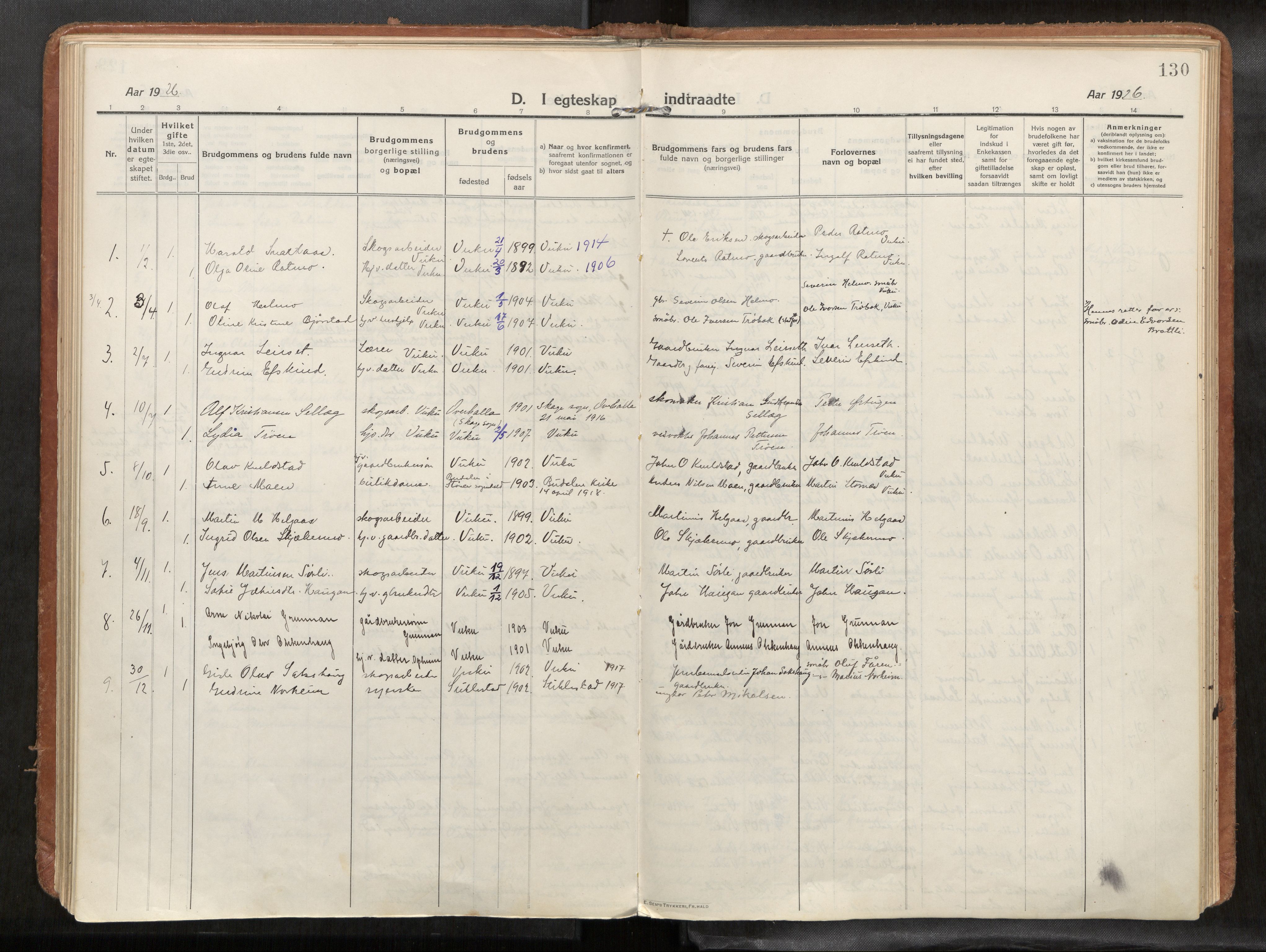 Verdal sokneprestkontor, AV/SAT-A-1156/2/H/Haa/L0004: Parish register (official) no. 4, 1916-1928, p. 130