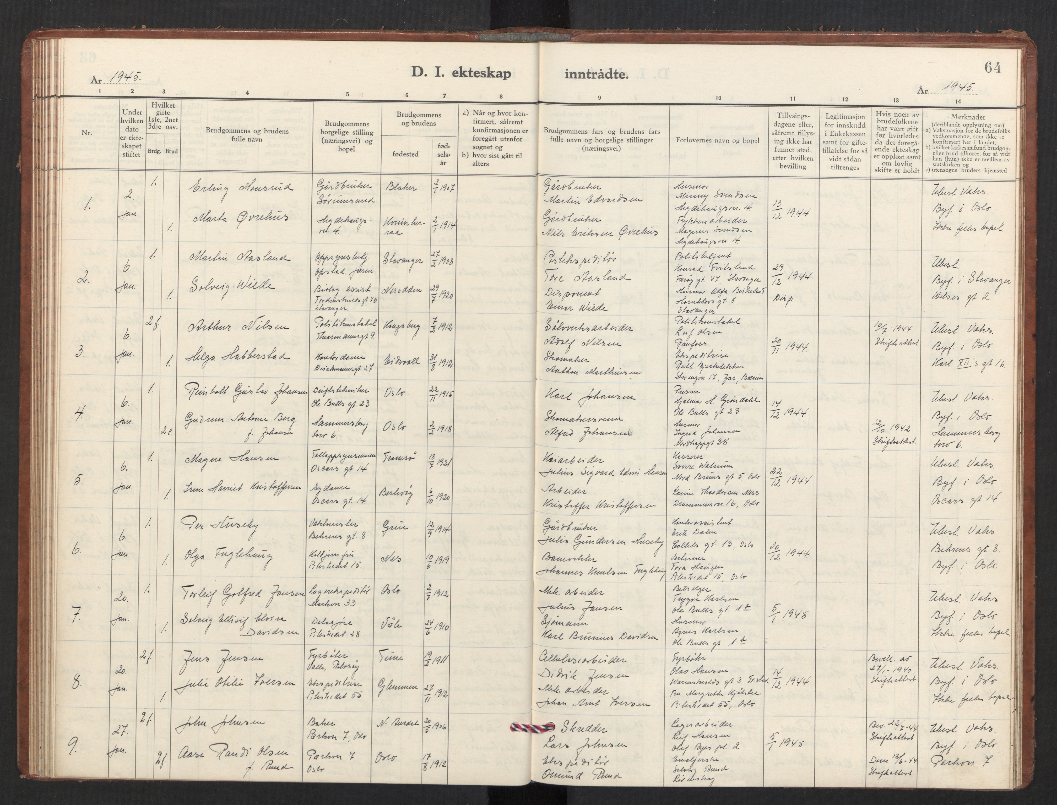 Trefoldighet prestekontor Kirkebøker, AV/SAO-A-10882/F/Fg/L0003: Parish register (official) no. VII 3, 1940-1948, p. 64