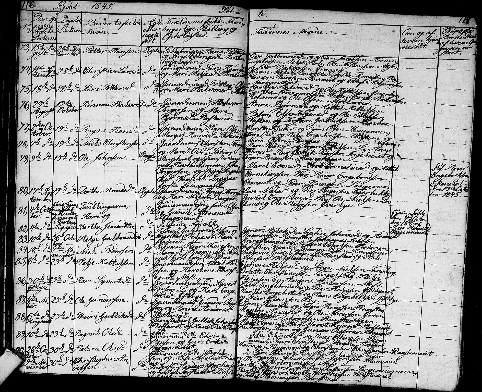 Sigdal kirkebøker, AV/SAKO-A-245/G/Ga/L0002: Parish register (copy) no. I 2, 1835-1856, p. 116-117