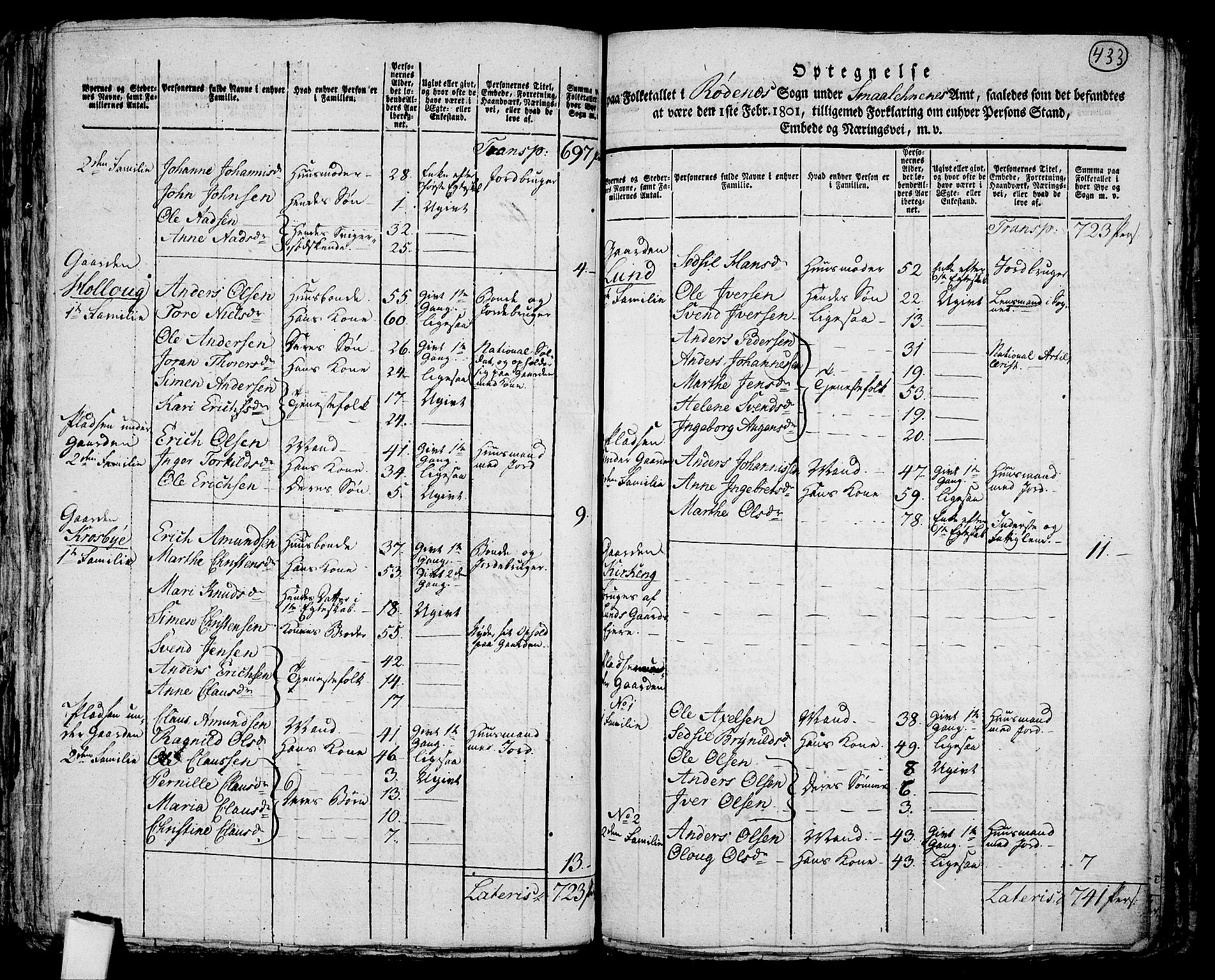 RA, 1801 census for 0120P Rødenes, 1801, p. 432b-433a