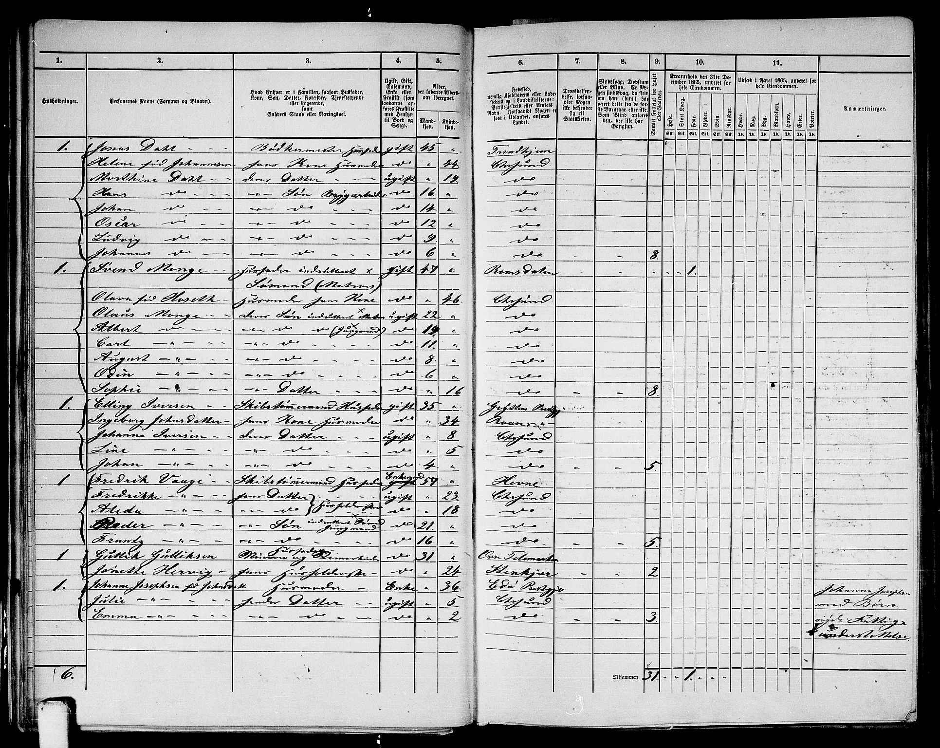 RA, 1865 census for Kristiansund/Kristiansund, 1865, p. 41