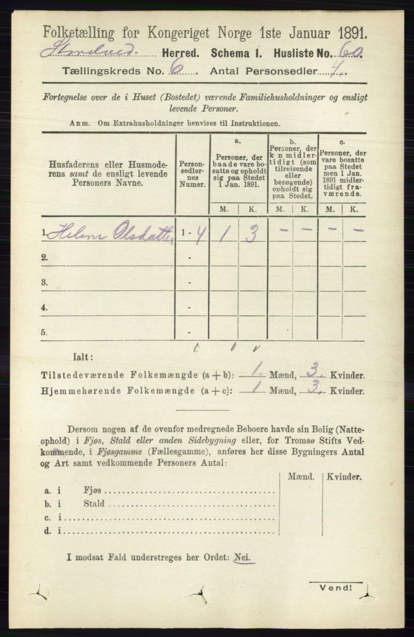 RA, 1891 census for 0430 Stor-Elvdal, 1891, p. 2097