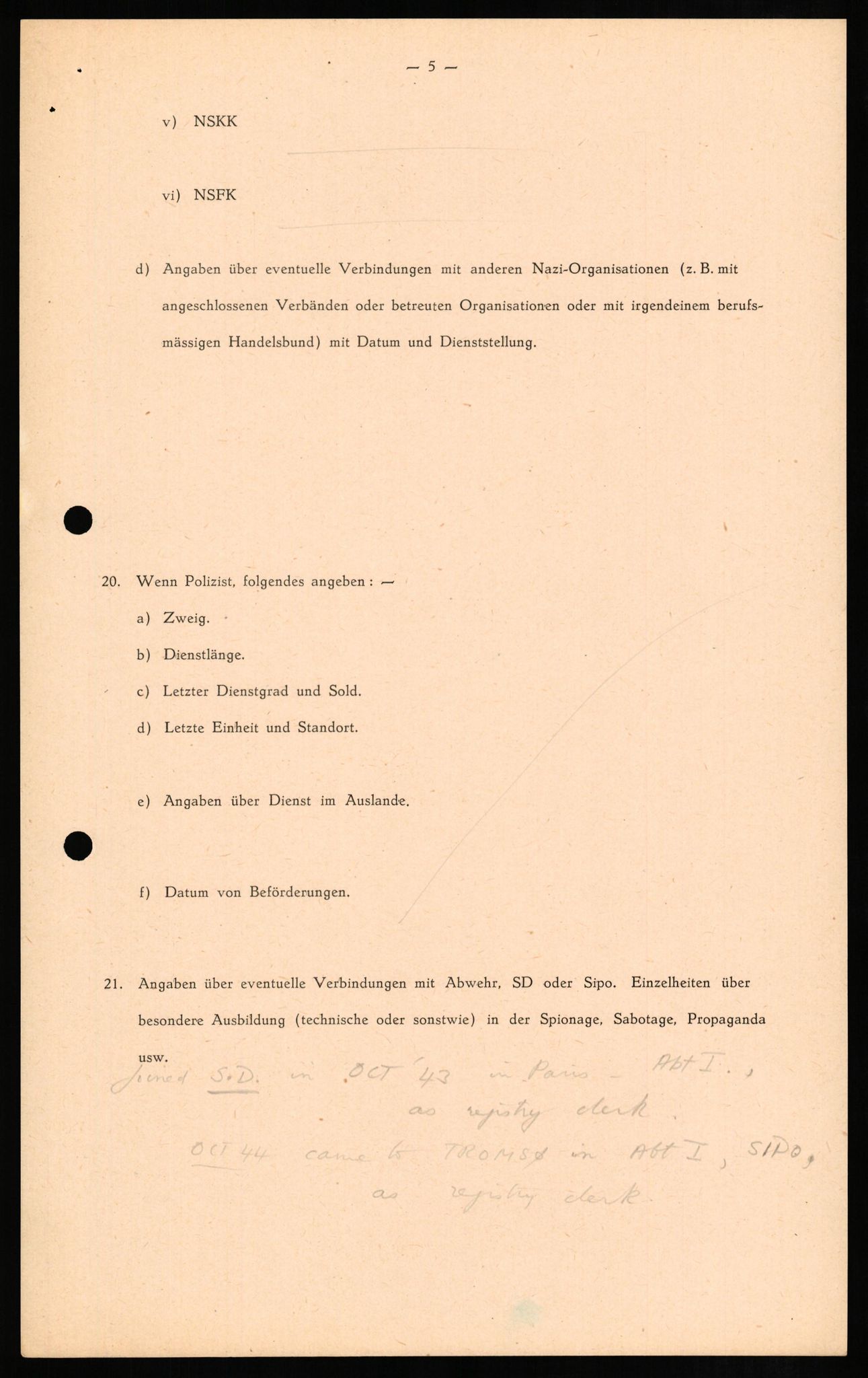 Forsvaret, Forsvarets overkommando II, AV/RA-RAFA-3915/D/Db/L0012: CI Questionaires. Tyske okkupasjonsstyrker i Norge. Tyskere., 1945-1946, p. 373