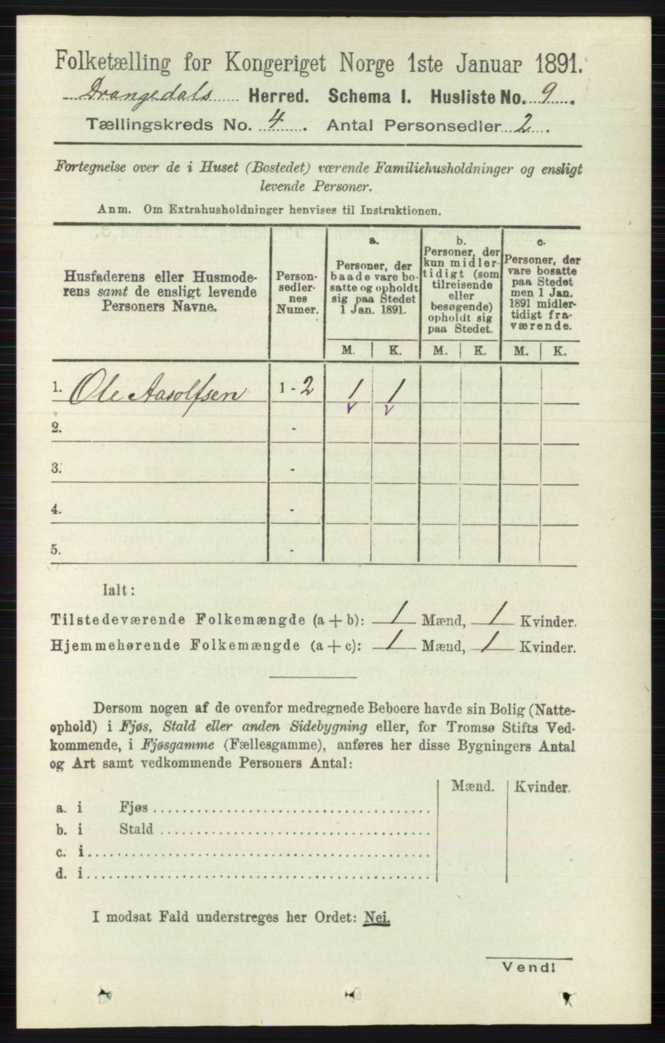 RA, 1891 census for 0817 Drangedal, 1891, p. 1255