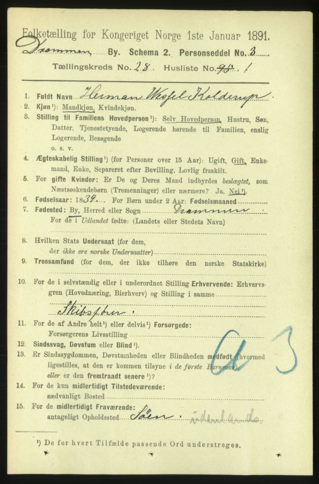 RA, 1891 census for 0602 Drammen, 1891, p. 16728