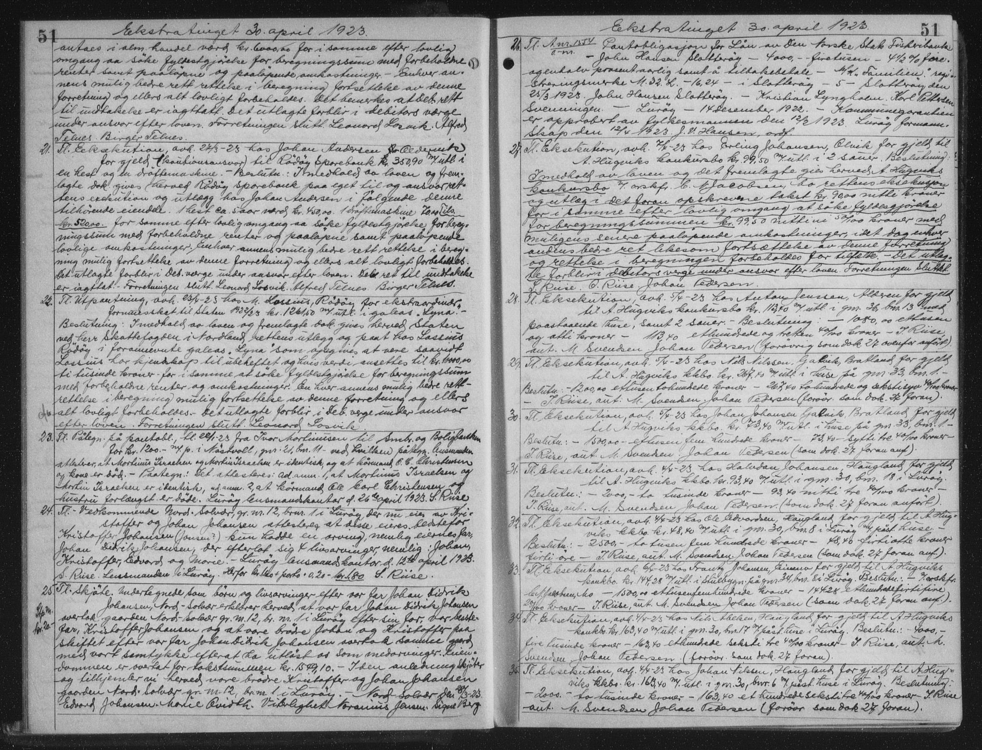 Rana sorenskriveri , AV/SAT-A-1108/1/2/2C/L0018: Mortgage book no. 18, 1923-1928, p. 51, Deed date: 30.04.1923