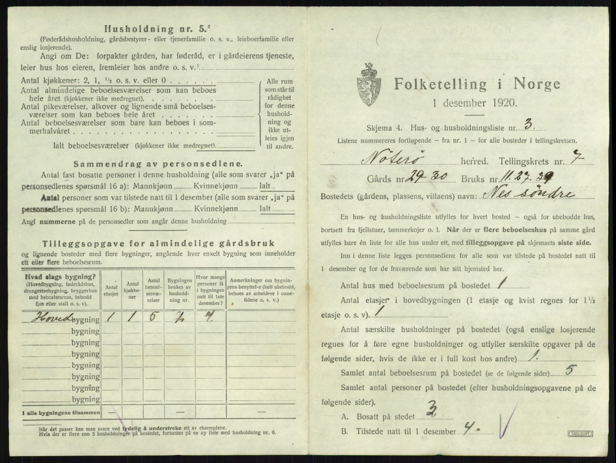 SAKO, 1920 census for Nøtterøy, 1920, p. 1326