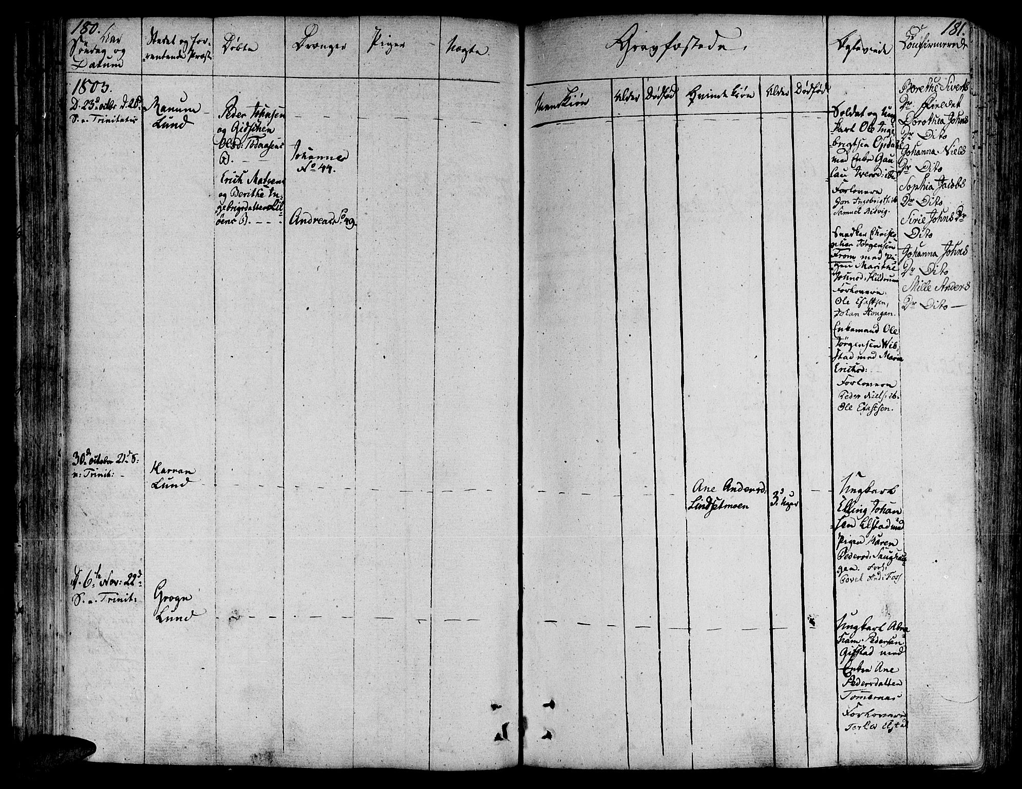 Ministerialprotokoller, klokkerbøker og fødselsregistre - Nord-Trøndelag, AV/SAT-A-1458/764/L0545: Parish register (official) no. 764A05, 1799-1816, p. 180-181