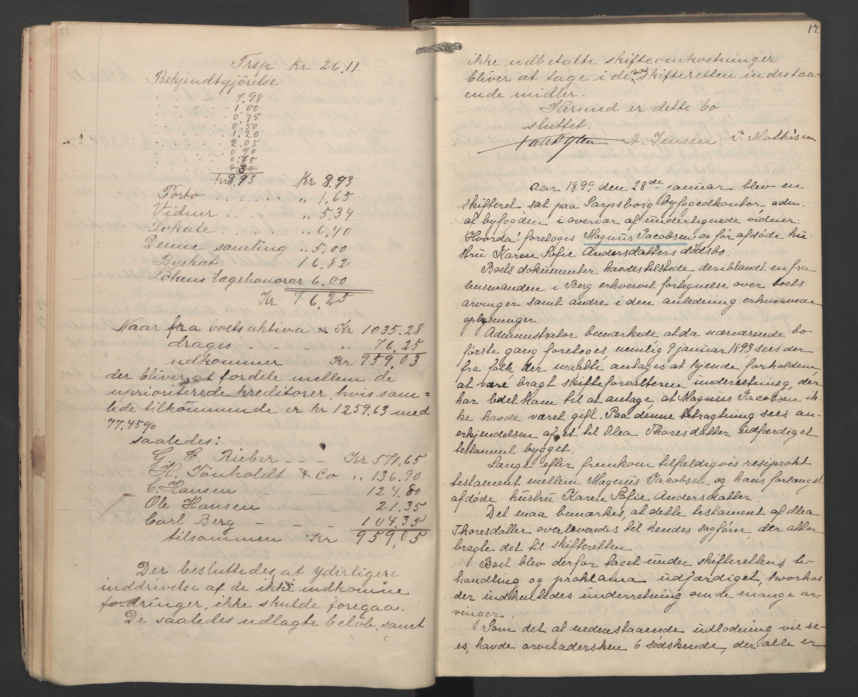 Sarpsborg byfogd, AV/SAO-A-10864/H/He/L0002: Skifteutlodningsprotokoll, 1897-1907, p. 16b-17a