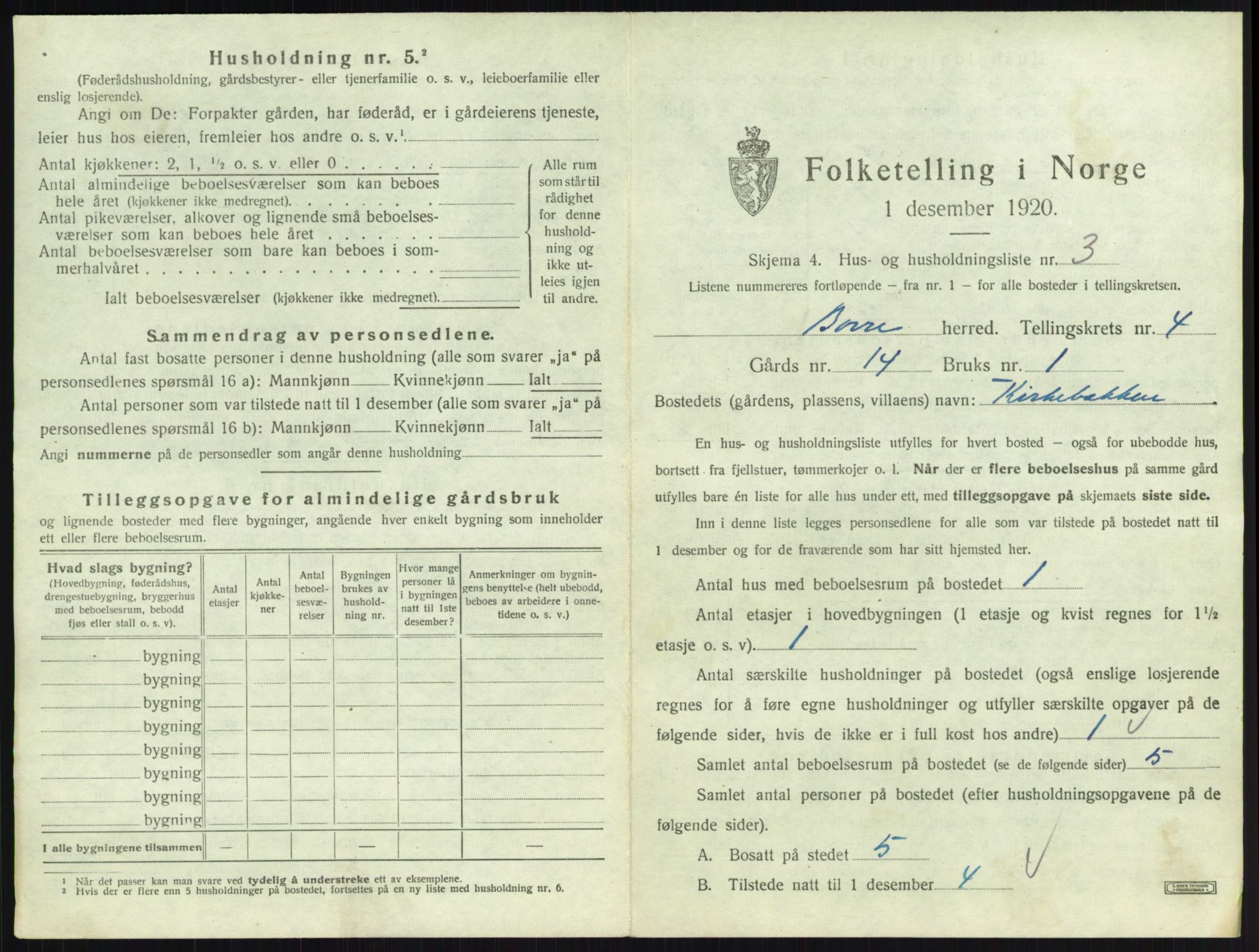 SAKO, 1920 census for Borre, 1920, p. 996