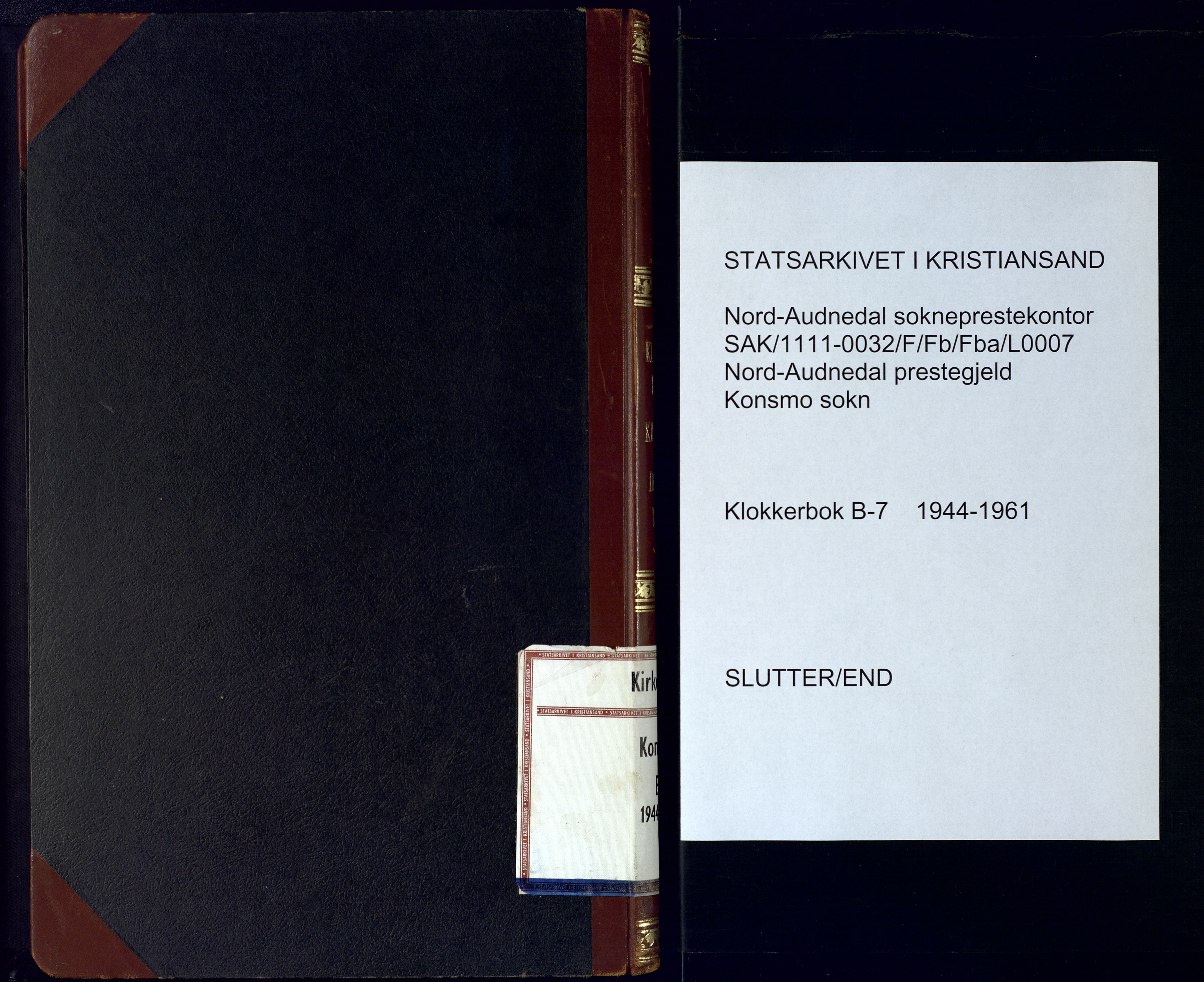 Nord-Audnedal sokneprestkontor, AV/SAK-1111-0032/F/Fb/Fba/L0007: Parish register (copy) no. B-7, 1944-1961