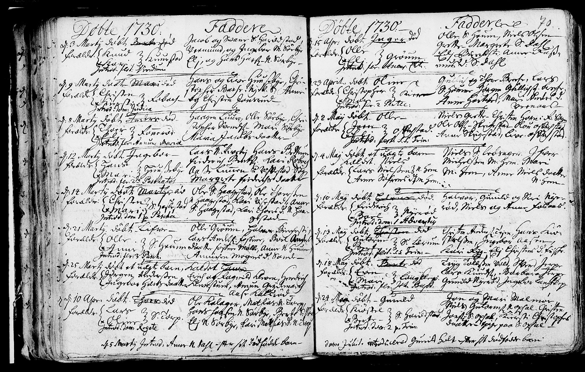 Våle kirkebøker, SAKO/A-334/F/Fa/L0002: Parish register (official) no. I 2, 1705-1732, p. 70