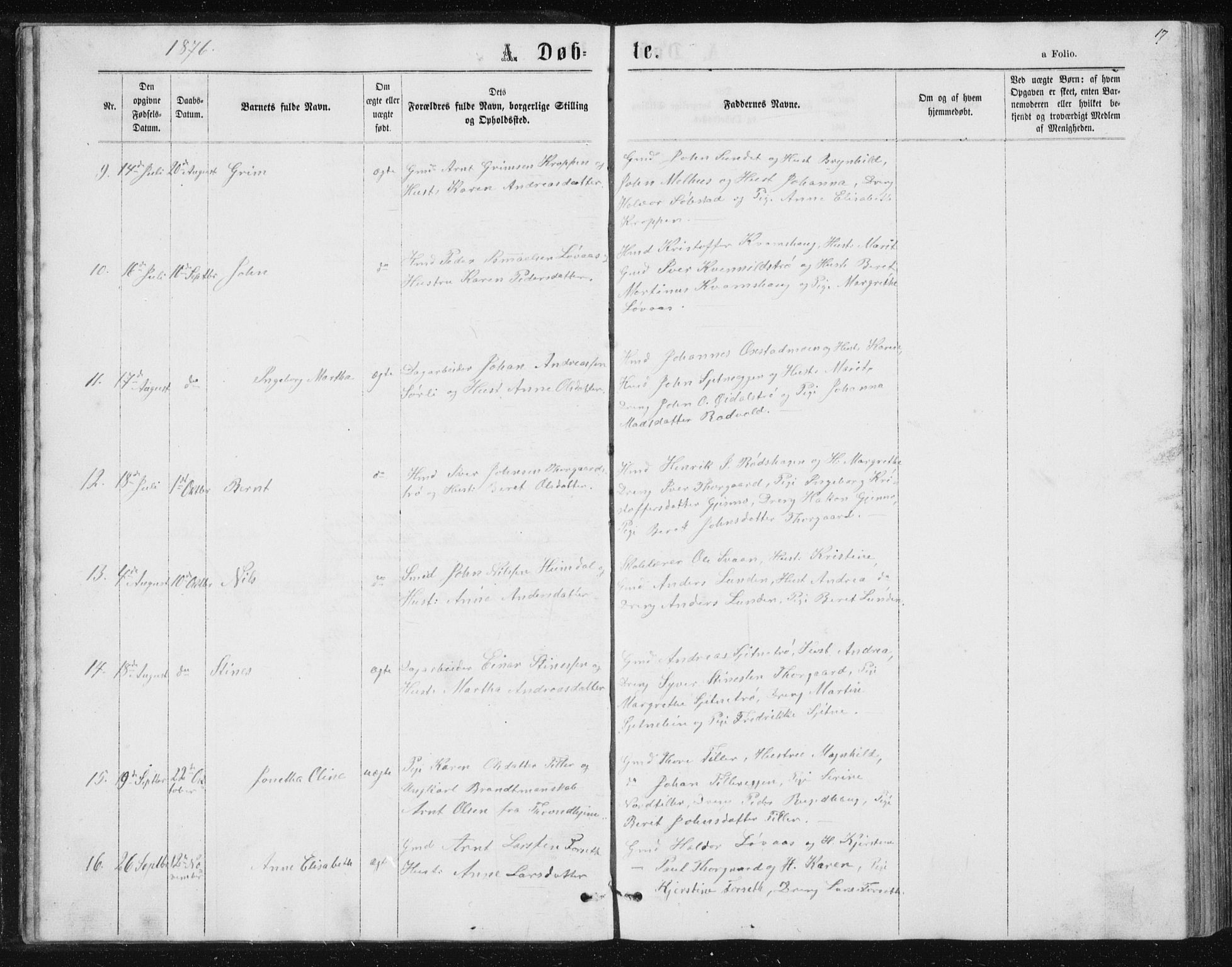 Ministerialprotokoller, klokkerbøker og fødselsregistre - Sør-Trøndelag, SAT/A-1456/621/L0459: Parish register (copy) no. 621C02, 1866-1895, p. 17