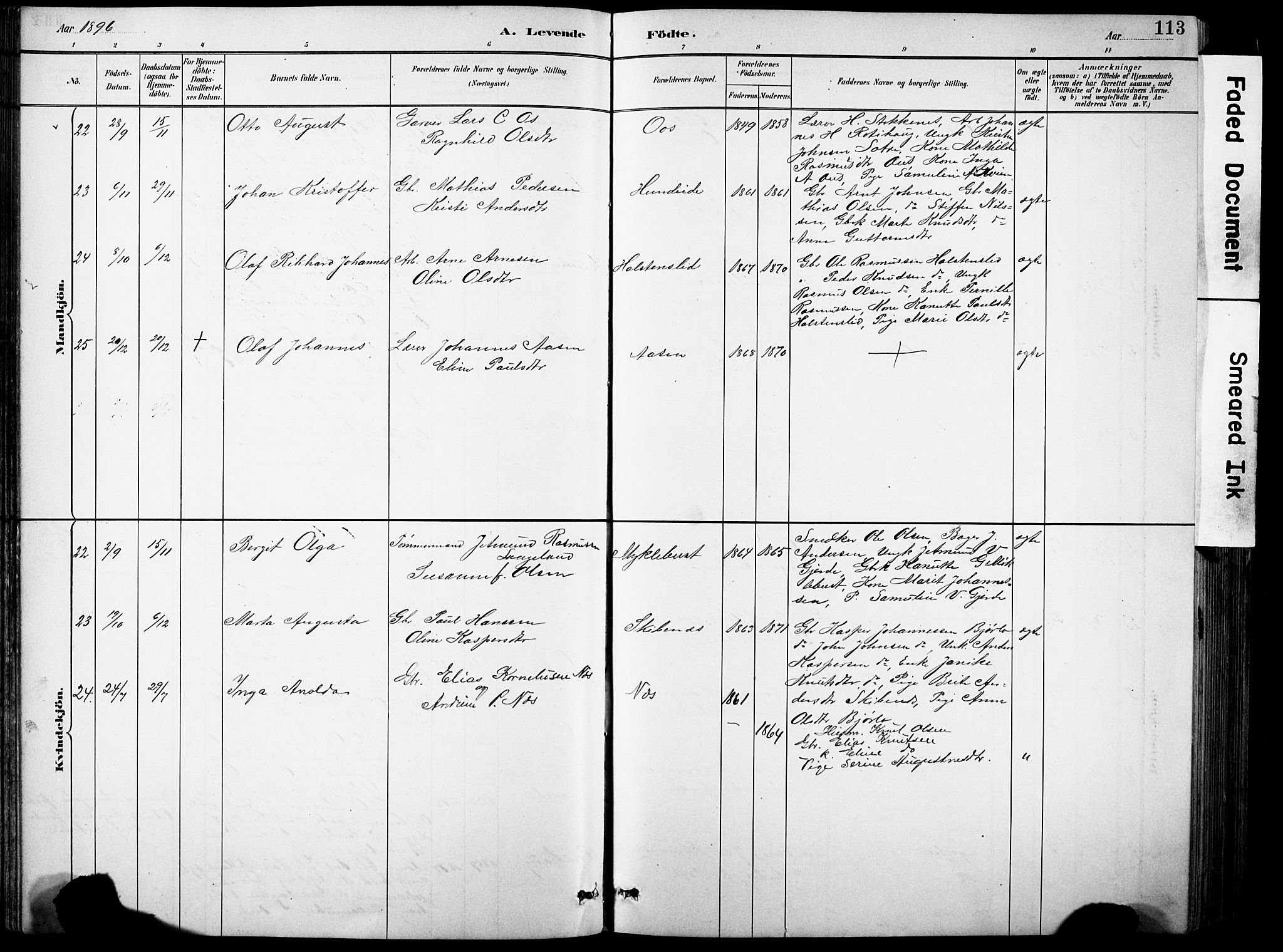 Eid sokneprestembete, AV/SAB-A-82301/H/Hab/Habb/L0002: Parish register (copy) no. B 2, 1882-1907, p. 113