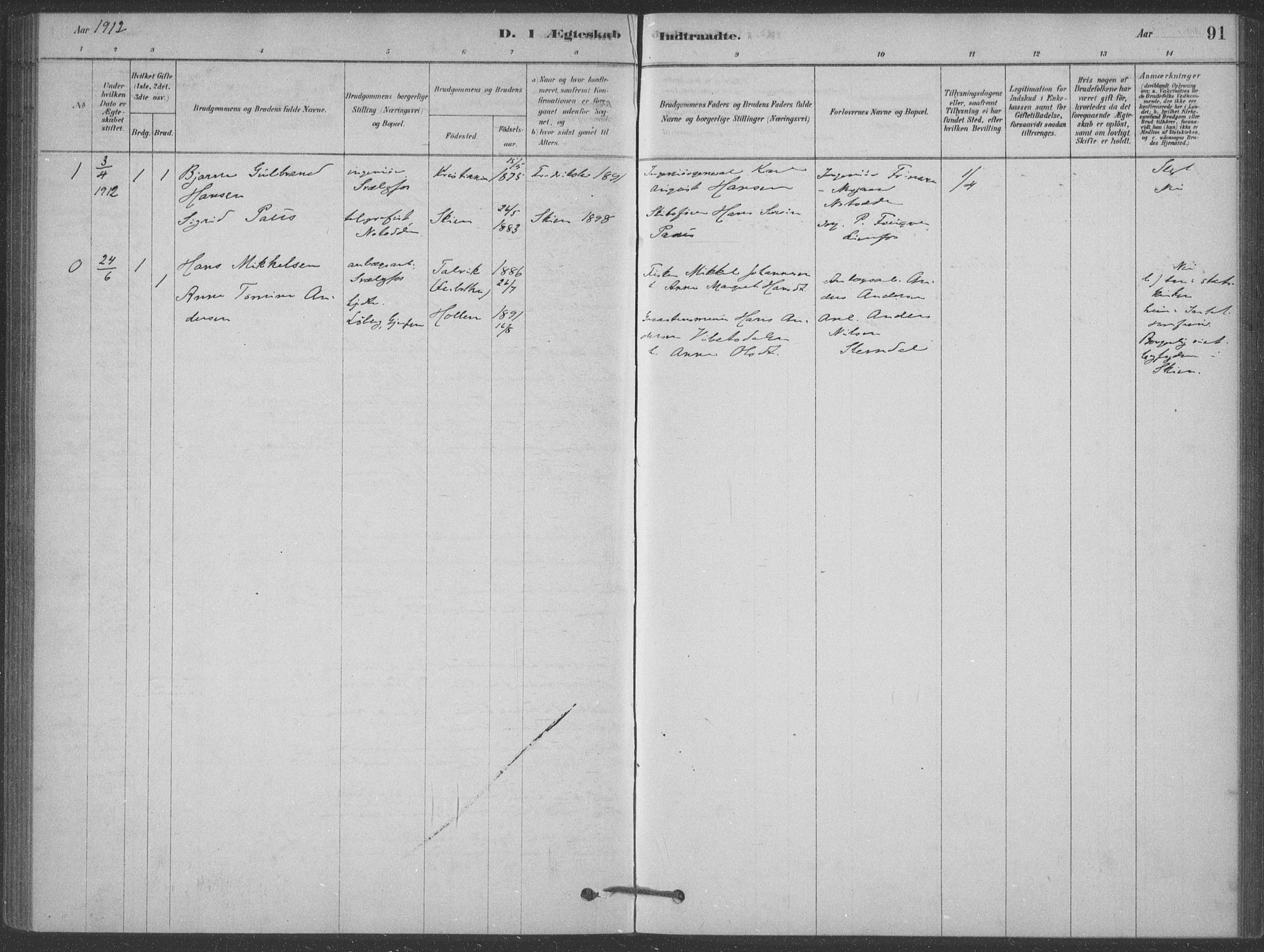 Heddal kirkebøker, SAKO/A-268/F/Fb/L0002: Parish register (official) no. II 2, 1878-1913, p. 91