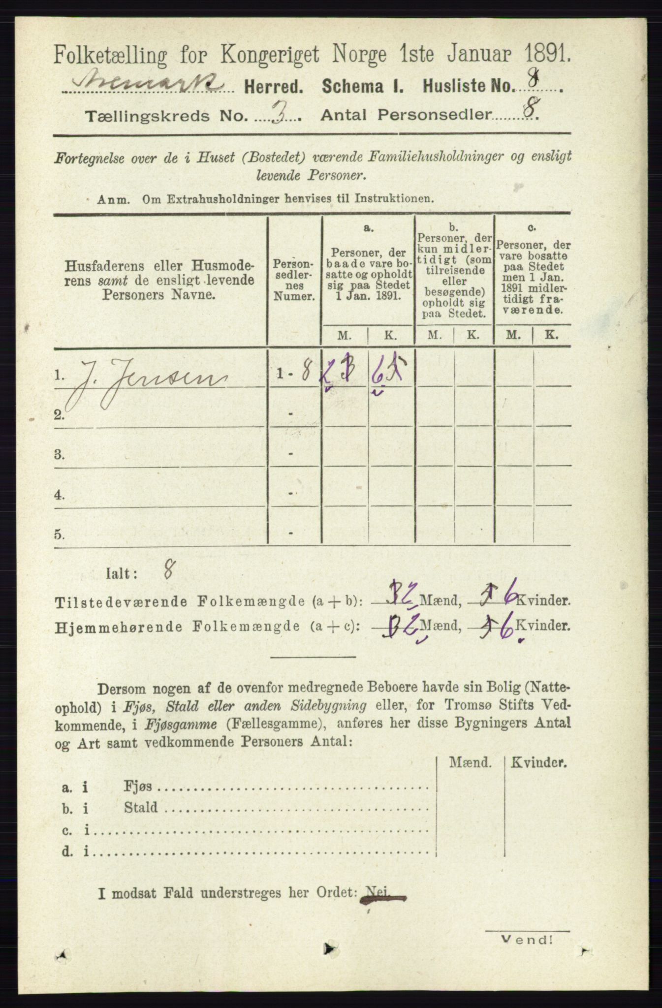 RA, 1891 census for 0118 Aremark, 1891, p. 1347