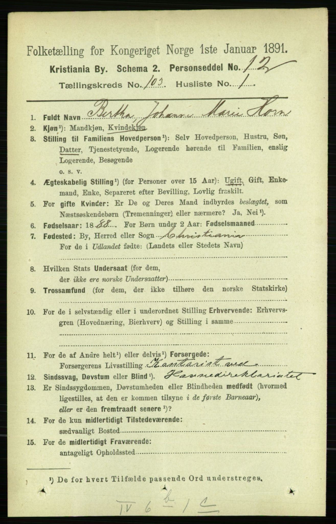 RA, 1891 census for 0301 Kristiania, 1891, p. 51430