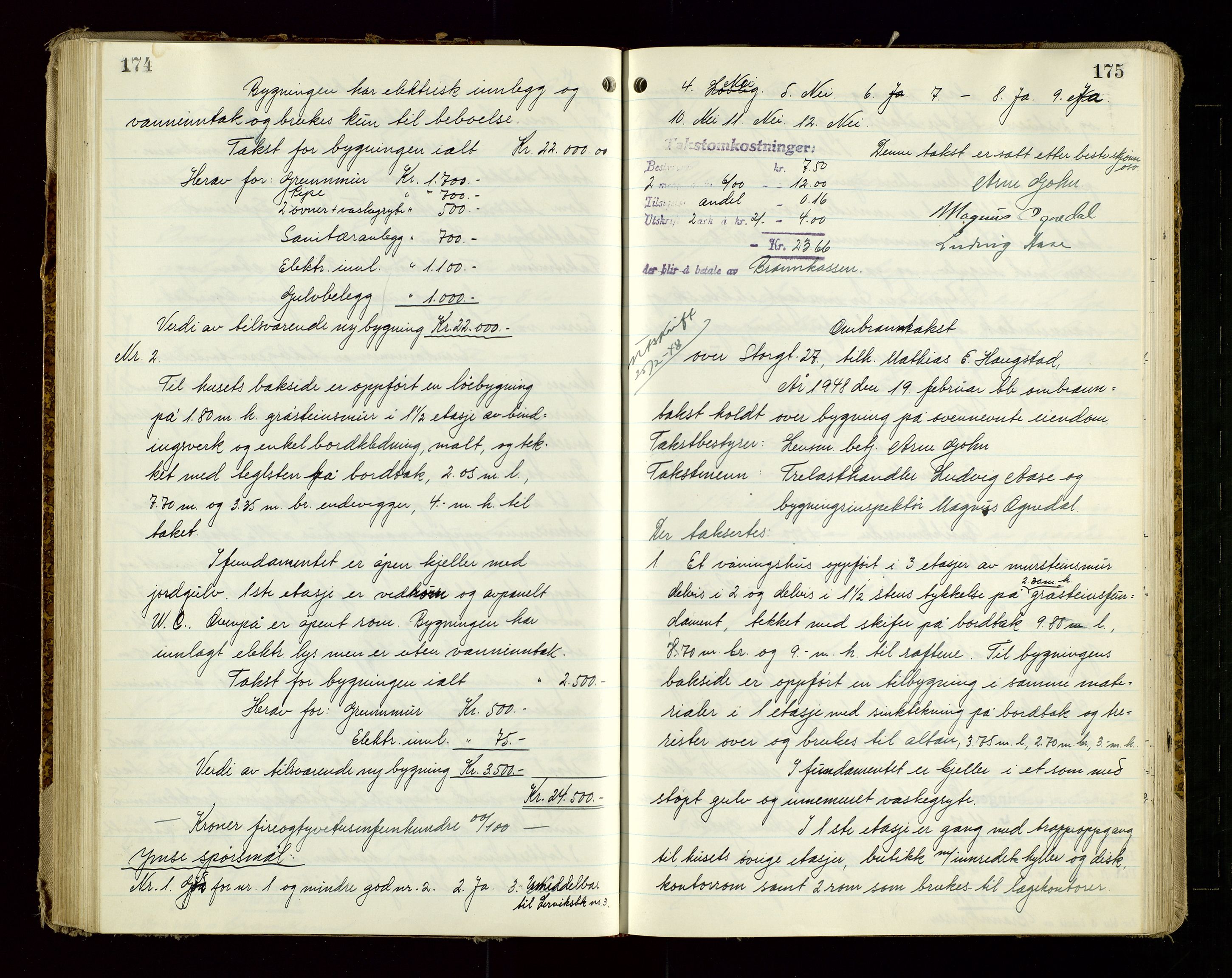 Eigersund lensmannskontor, AV/SAST-A-100171/God/L0013: "Branntakstprotokoll", 1944-1951, p. 174-175