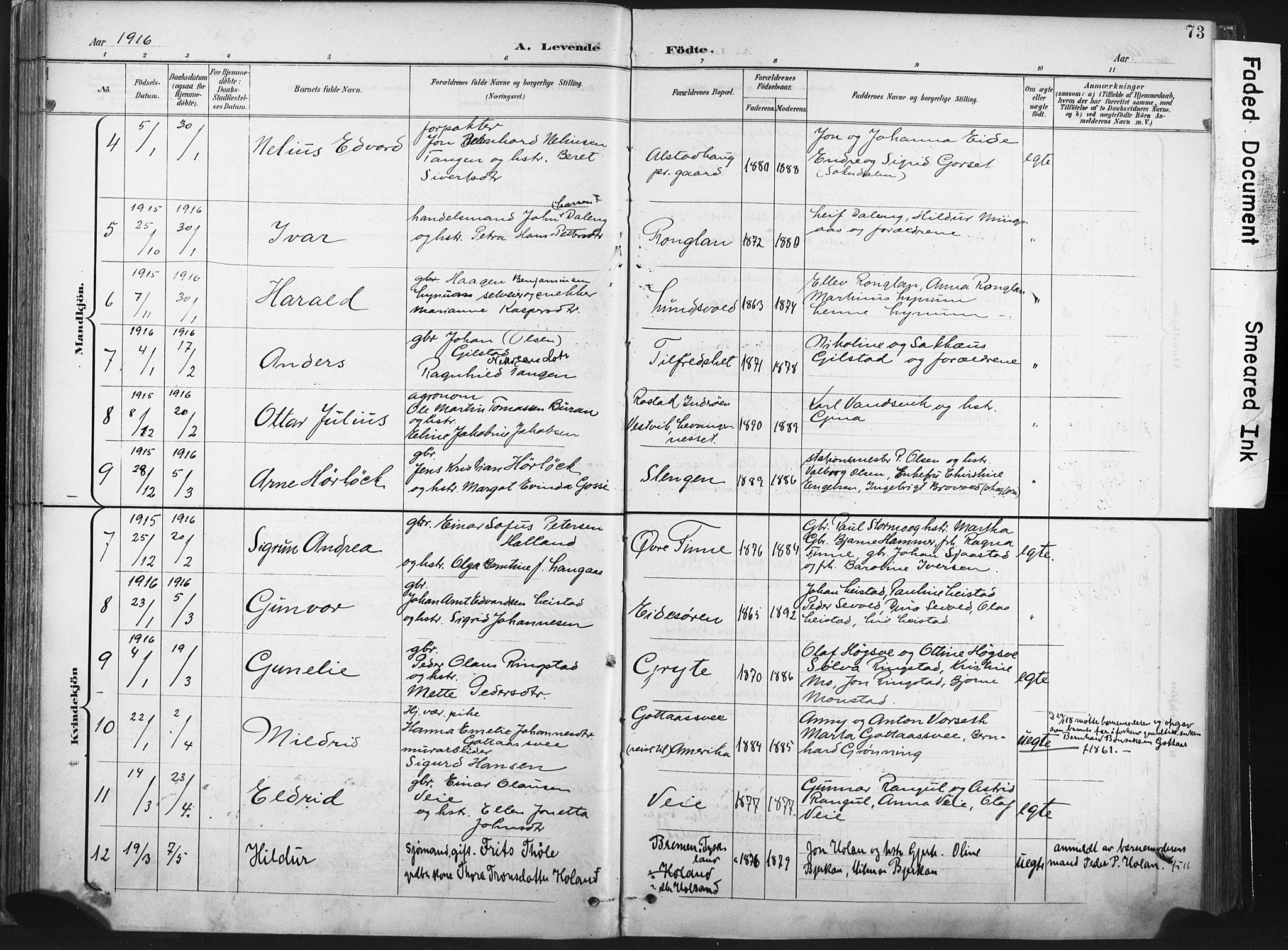 Ministerialprotokoller, klokkerbøker og fødselsregistre - Nord-Trøndelag, AV/SAT-A-1458/717/L0162: Parish register (official) no. 717A12, 1898-1923, p. 73