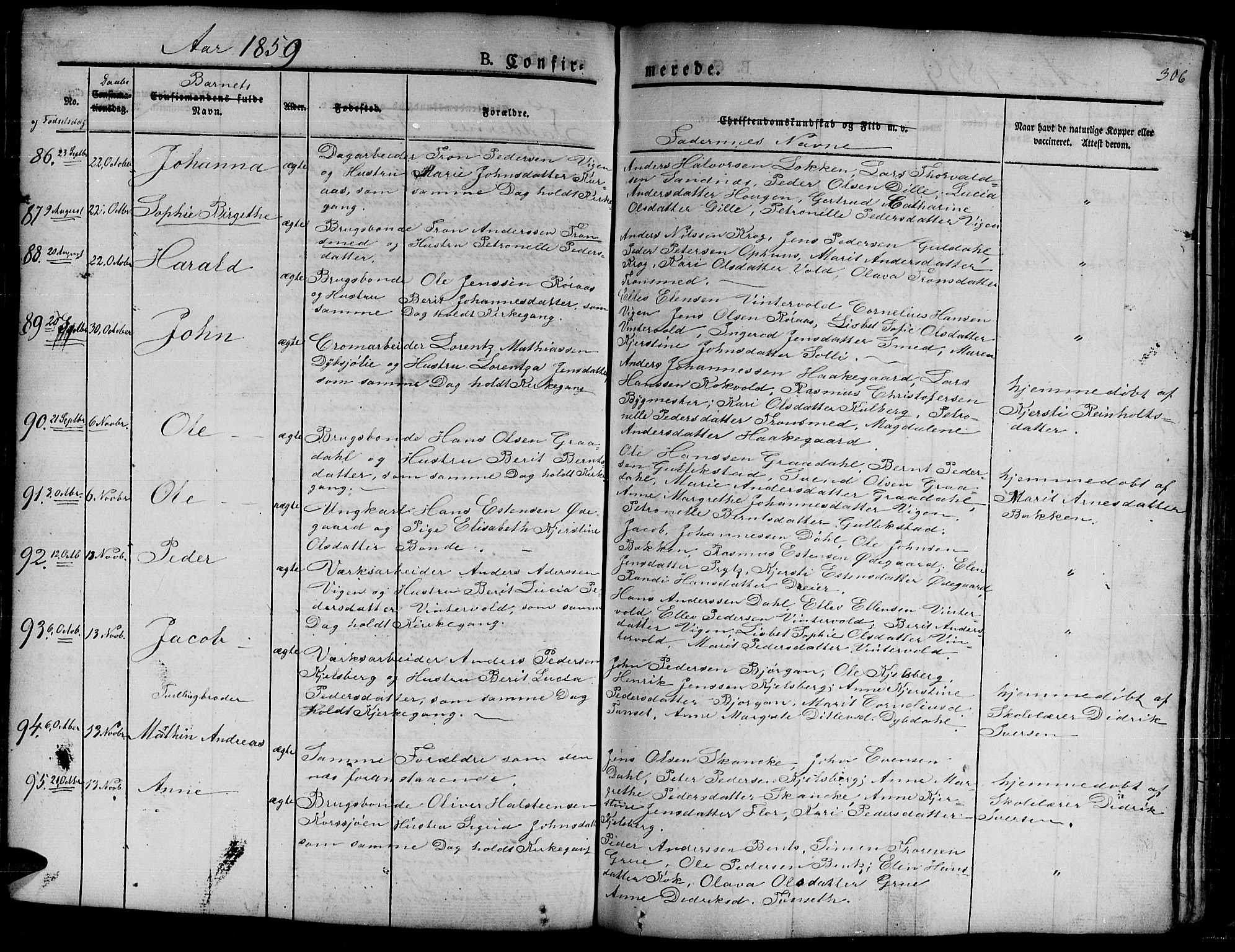 Ministerialprotokoller, klokkerbøker og fødselsregistre - Sør-Trøndelag, SAT/A-1456/681/L0938: Parish register (copy) no. 681C02, 1829-1879, p. 306