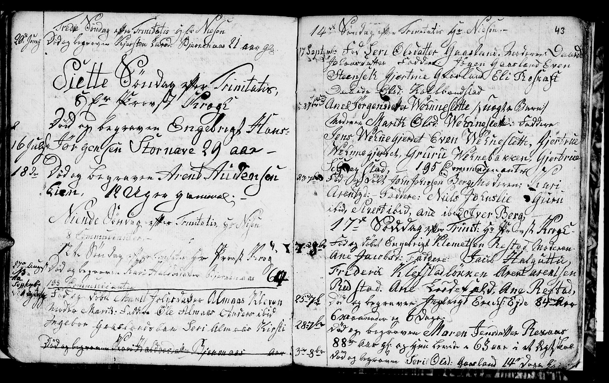 Ministerialprotokoller, klokkerbøker og fødselsregistre - Sør-Trøndelag, AV/SAT-A-1456/694/L1129: Parish register (copy) no. 694C01, 1793-1815, p. 43