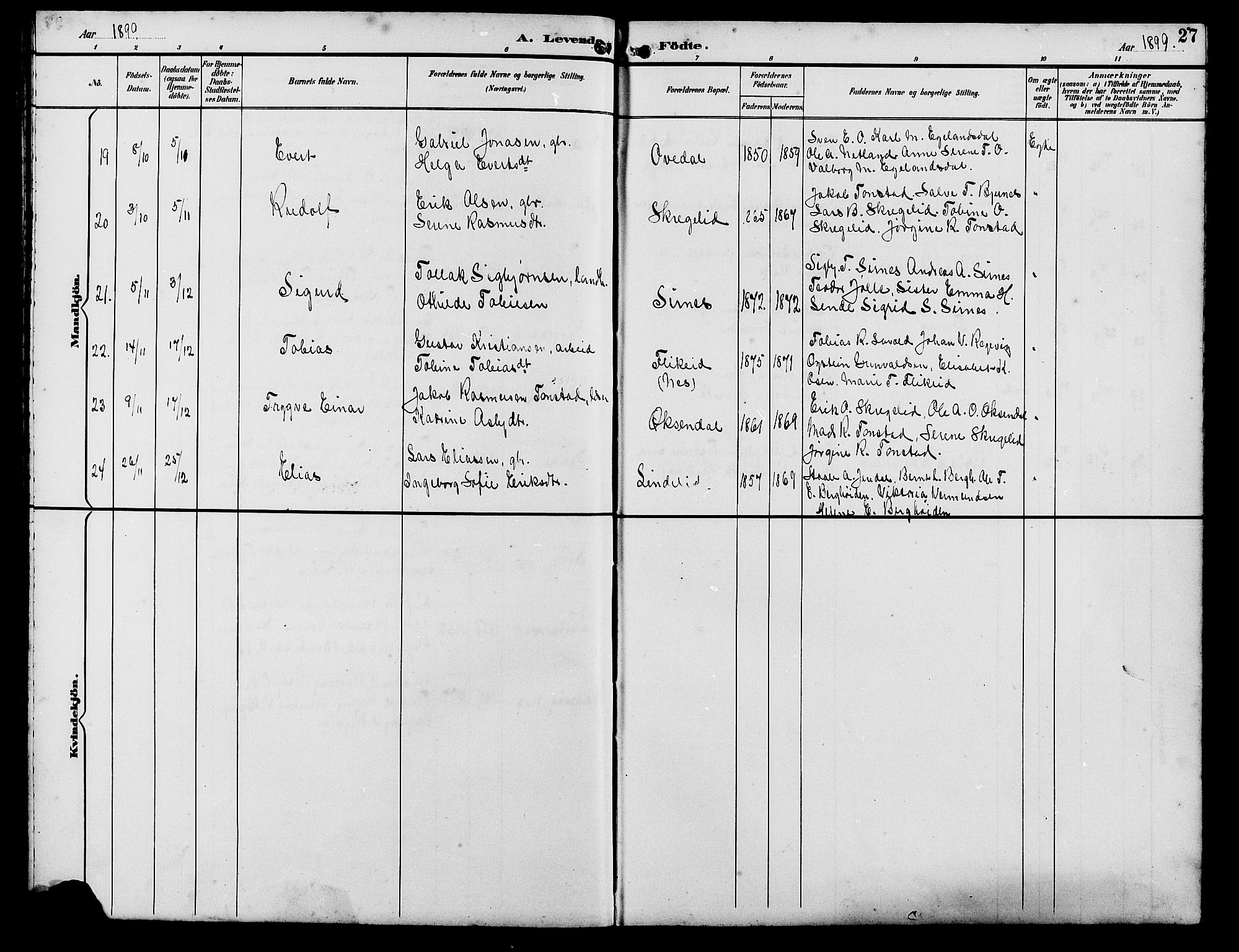 Bakke sokneprestkontor, AV/SAK-1111-0002/F/Fb/Fba/L0003: Parish register (copy) no. B 3, 1894-1910, p. 27