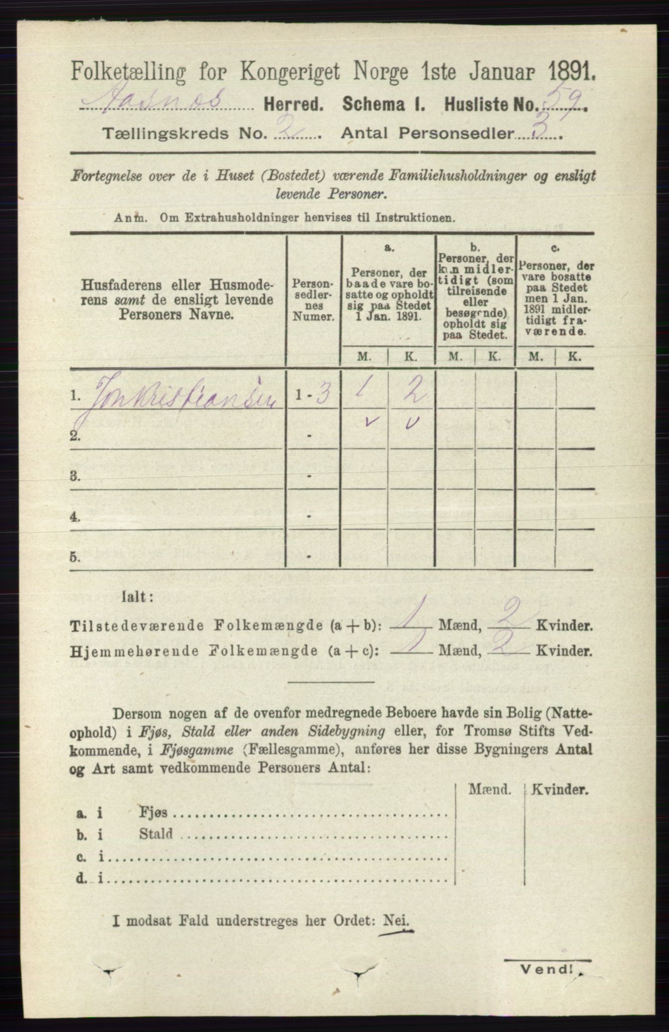 RA, 1891 census for 0425 Åsnes, 1891, p. 637