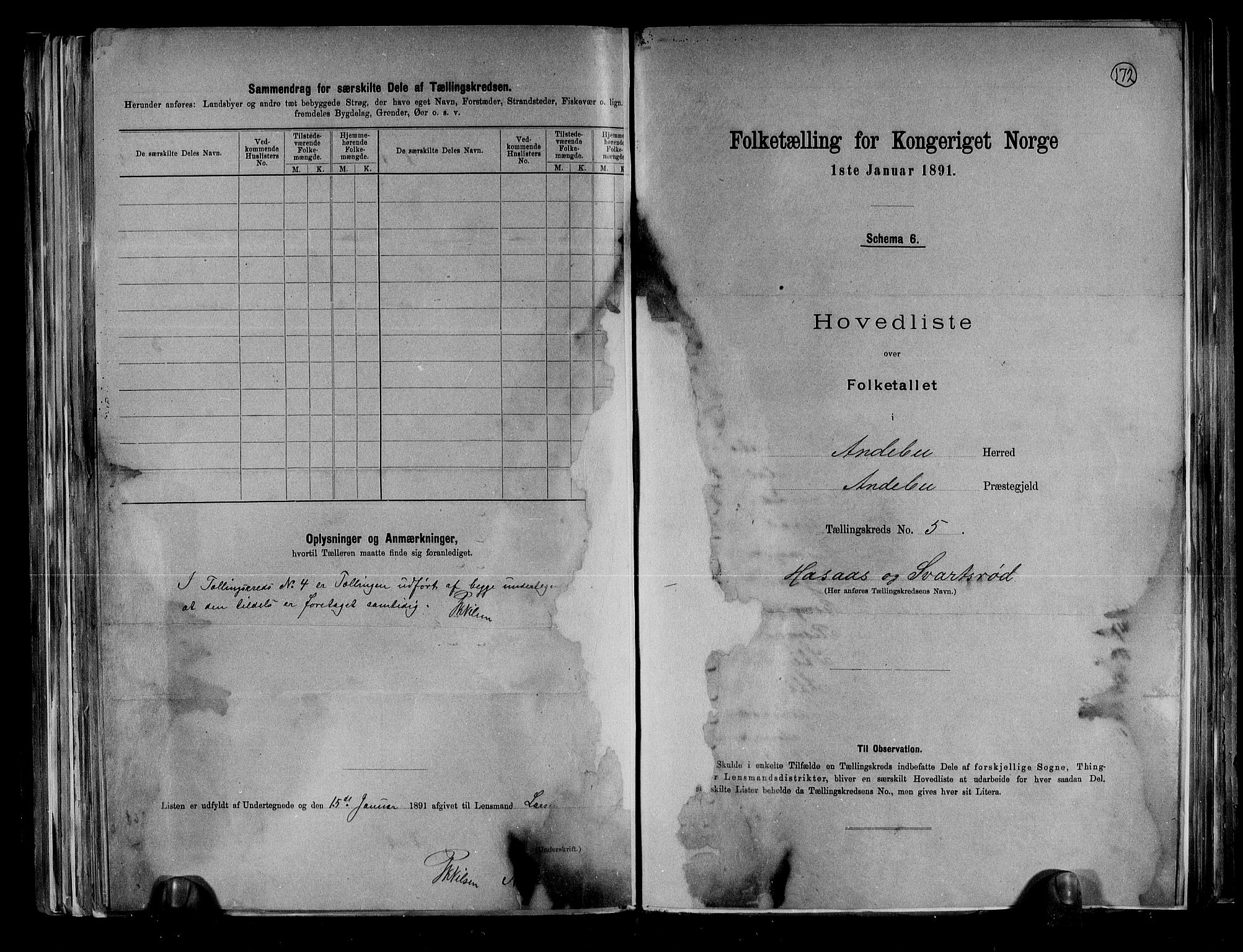 RA, 1891 census for 0719 Andebu, 1891, p. 22
