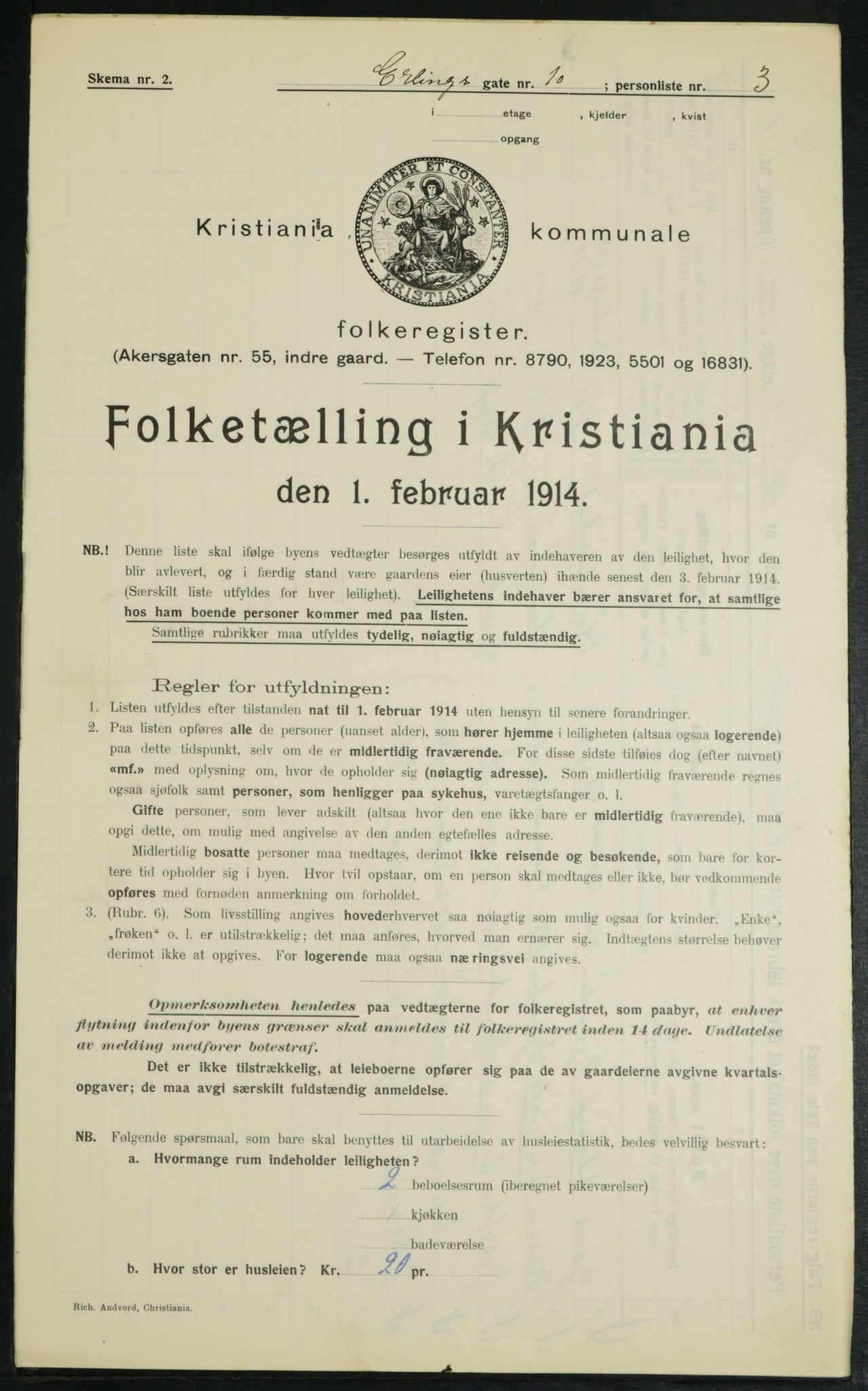 OBA, Municipal Census 1914 for Kristiania, 1914, p. 22167