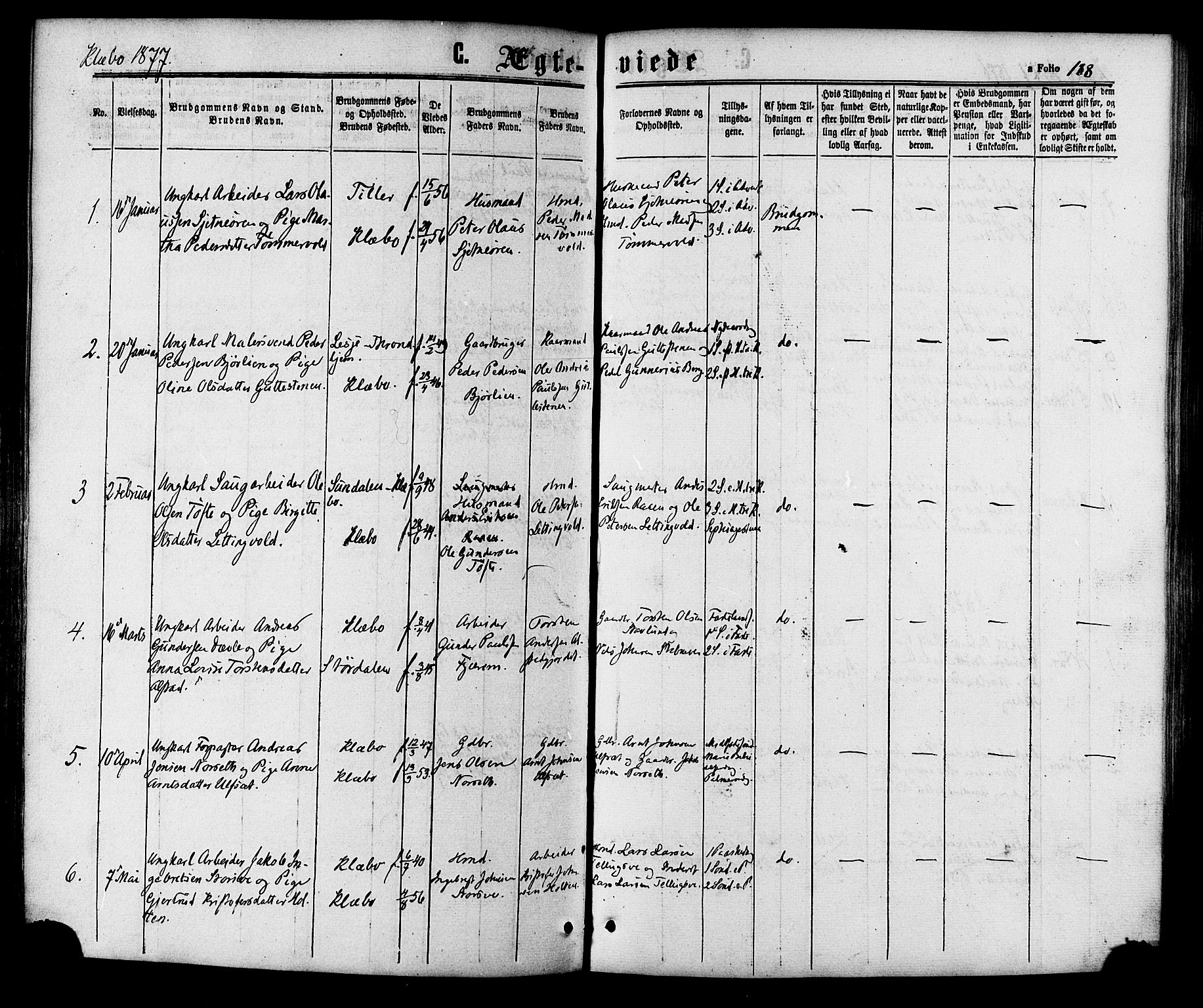 Ministerialprotokoller, klokkerbøker og fødselsregistre - Sør-Trøndelag, SAT/A-1456/618/L0442: Parish register (official) no. 618A06 /1, 1863-1879, p. 188