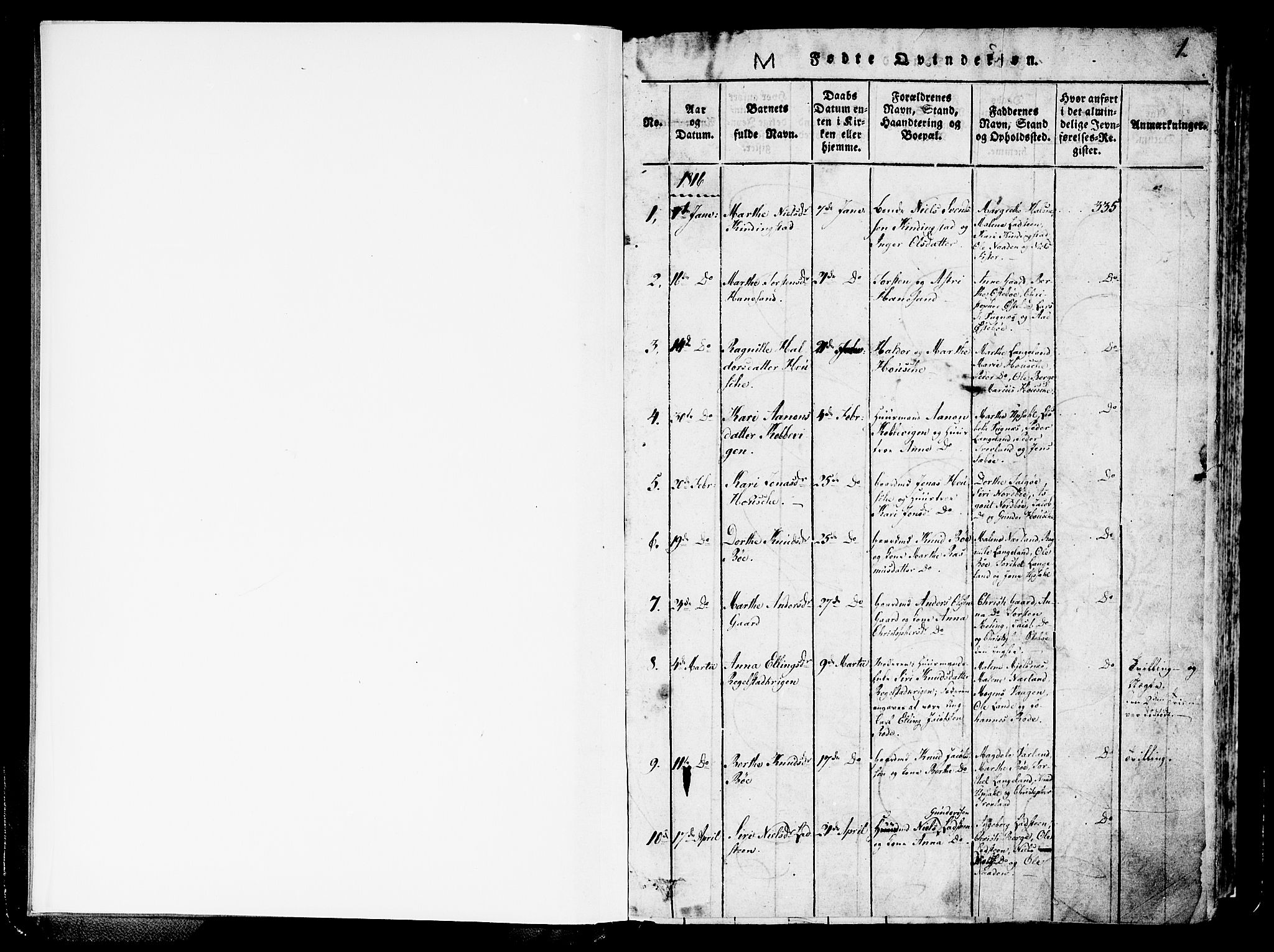 Finnøy sokneprestkontor, SAST/A-101825/H/Ha/Haa/L0006: Parish register (official) no. A 6, 1816-1846, p. 1